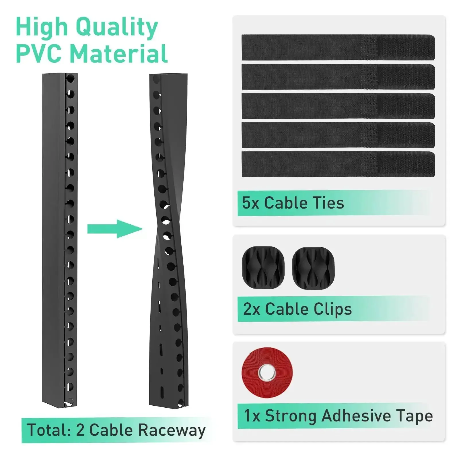 Updated Open Slot Cable Raceway Kit With Five 77 Inch Wire Covers For Under Desk Cable Management To Hide TV Computer Net And Power Cords Thick 0.4 Inch Slot Fits AWG One Zero And Cat5 Cat6 Pack Of 5 - Image 7