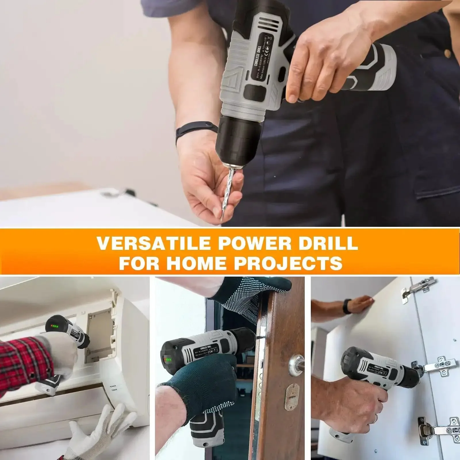 Upgradd 180 Piece Tool Set With 8V Cordless Drill Lightweight Home Repair Kit For DIYers Homeowners And Handymen Includes Hand Tools Screwdrivers Bit Set Wrench Pliers And More For Quick Fixes At Home And On The Job Grab And Go Convenience - Image 3
