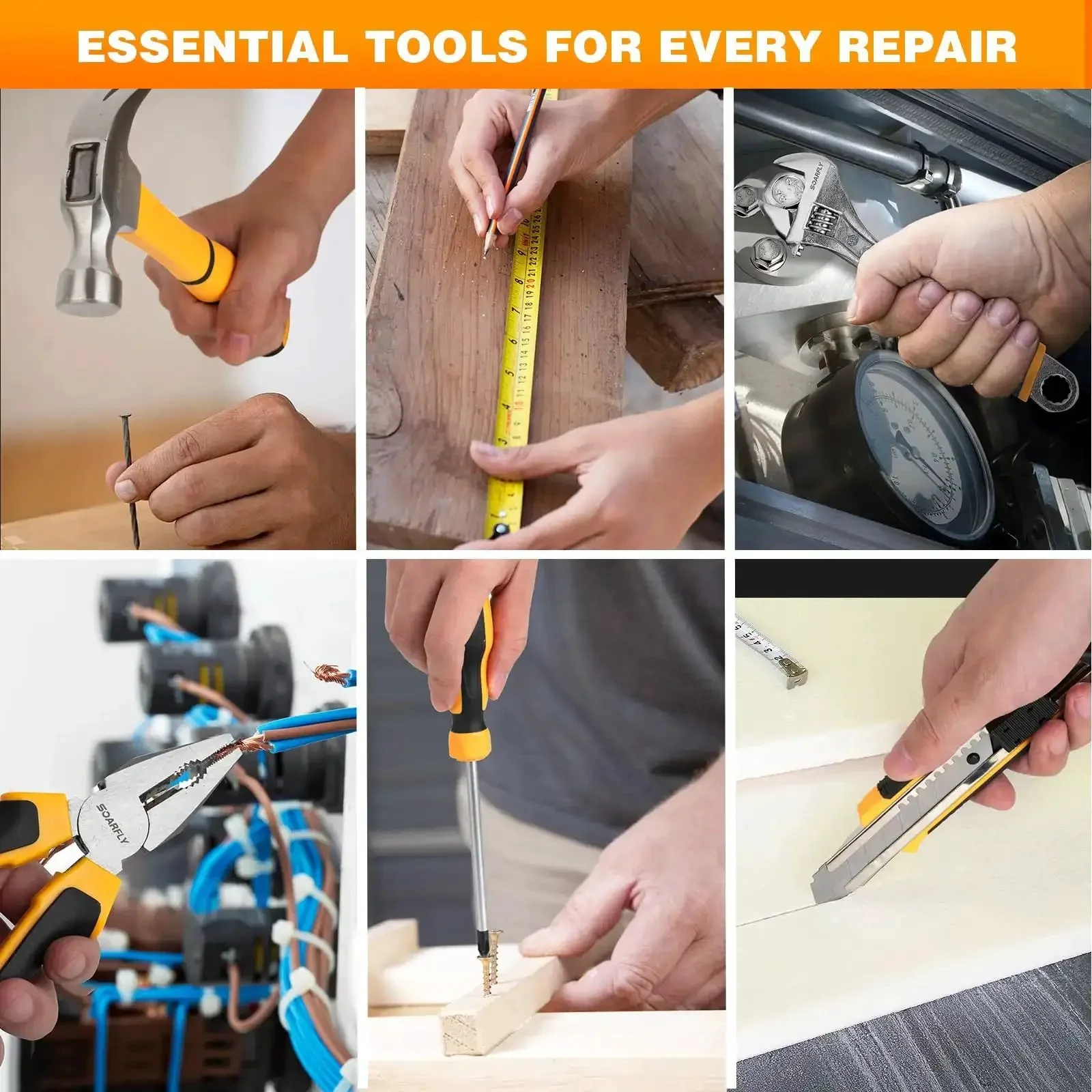 Upgradd 180 Piece Tool Set With 8V Cordless Drill Lightweight Home Repair Kit For DIYers Homeowners And Handymen Includes Hand Tools Screwdrivers Bit Set Wrench Pliers And More For Quick Fixes At Home And On The Job Grab And Go Convenience - Image 4