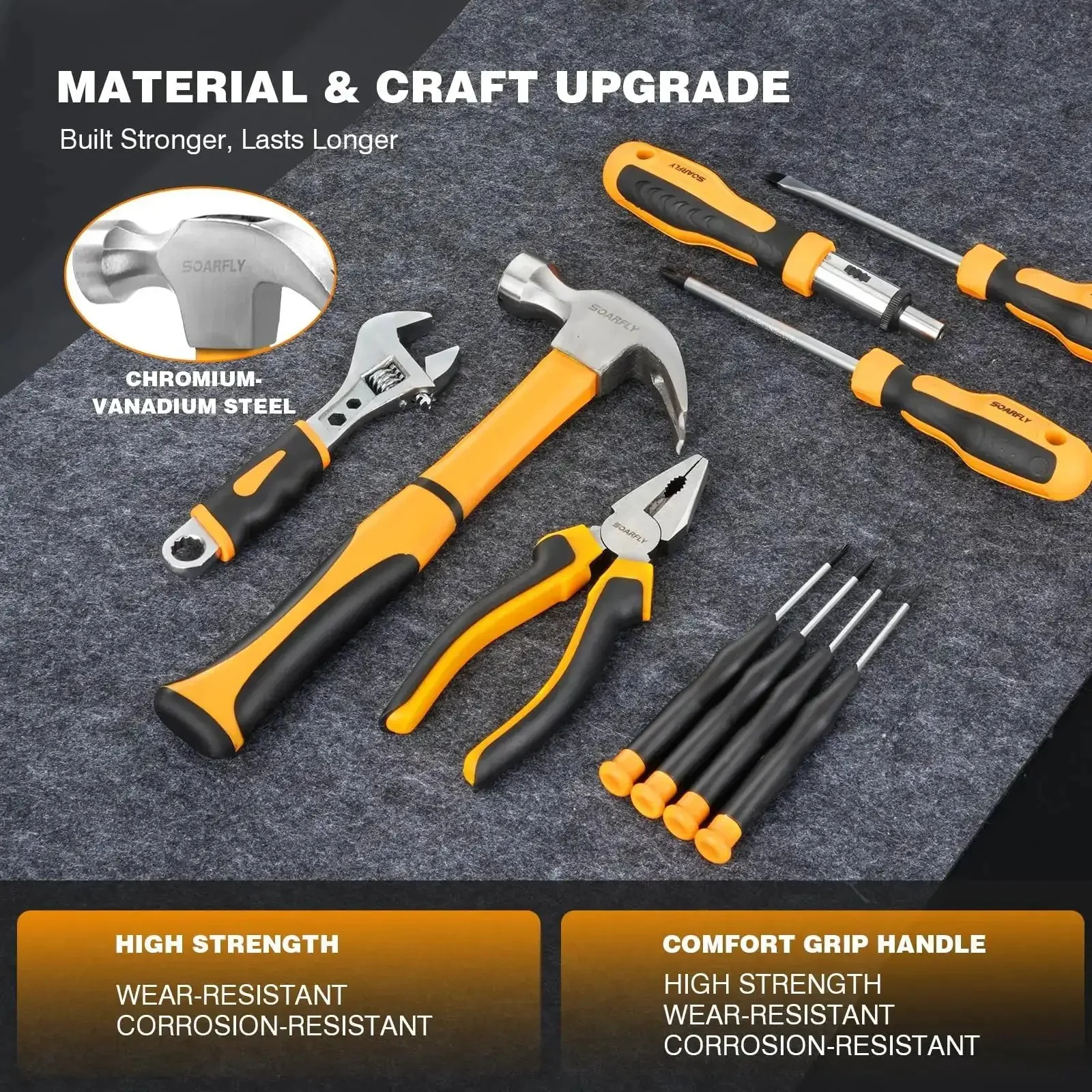 Upgradd 180 Piece Tool Set With 8V Cordless Drill Lightweight Home Repair Kit For DIYers Homeowners And Handymen Includes Hand Tools Screwdrivers Bit Set Wrench Pliers And More For Quick Fixes At Home And On The Job Grab And Go Convenience - Image 5