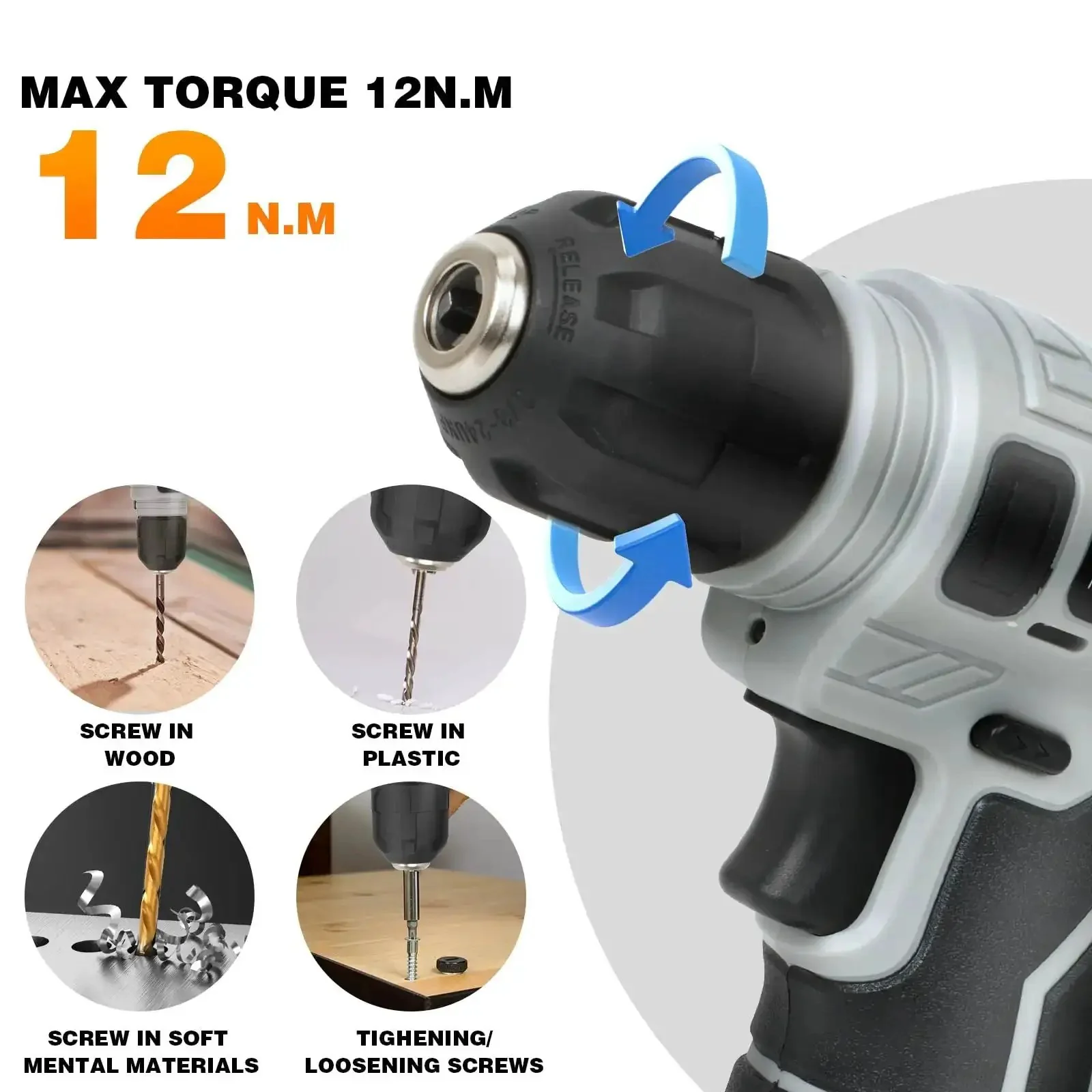 Upgradd 180 Piece Tool Set With 8V Cordless Drill Lightweight Home Repair Kit For DIYers Homeowners And Handymen Includes Hand Tools Screwdrivers Bit Set Wrench Pliers And More For Quick Fixes At Home And On The Job Grab And Go Convenience - Image 7