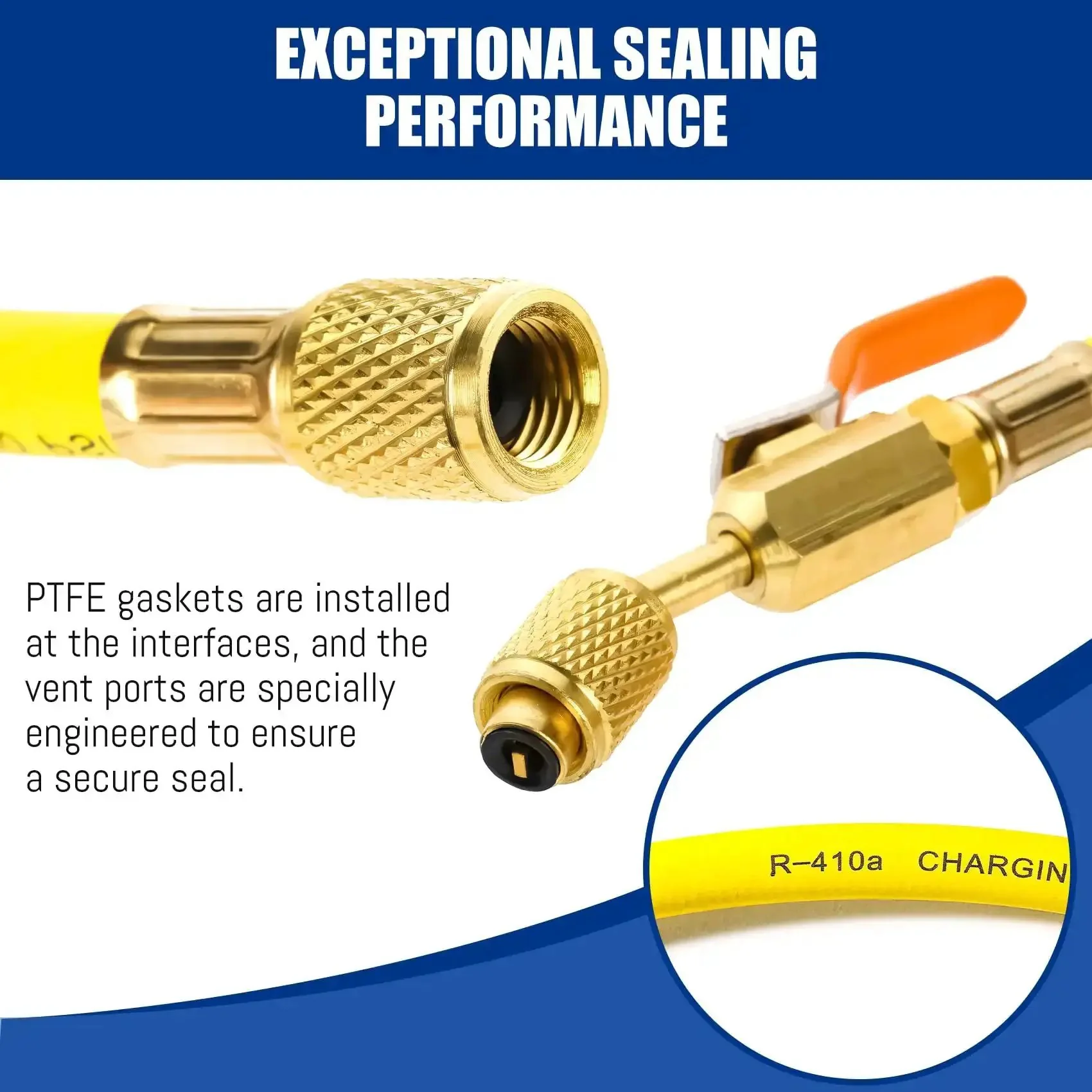 Upgrade 29985 Plus II One Quarter Inch HVAC Hose With Ball Valve For Refrigeration, Flare Fittings, Works With R410A And All Refrigerants, 800 PSI, 60 Inch Length, Multicolor 3 Pack - Image 7