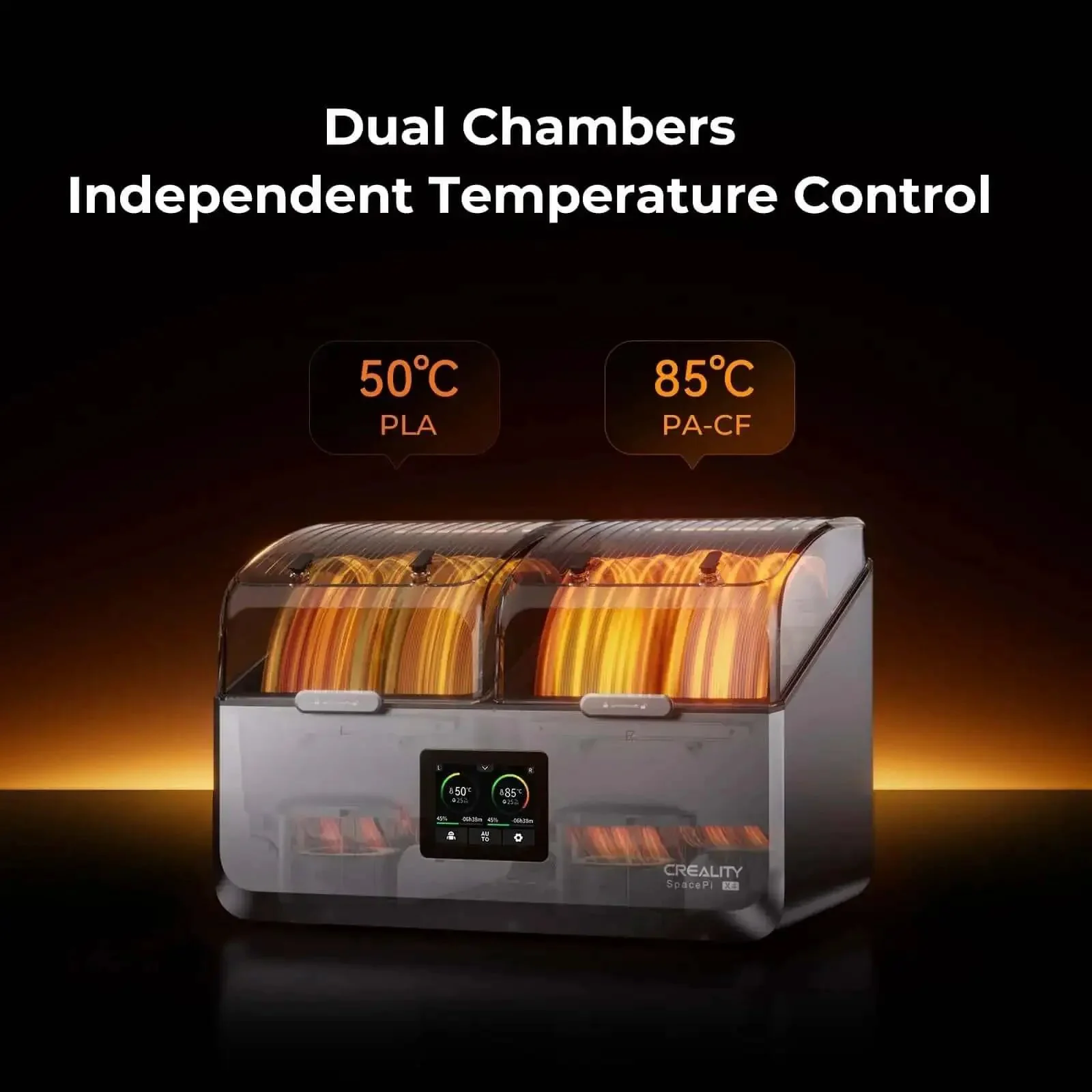 Upgraded Filament Dryer For Four Spools With Space Pi X4 Filament Storage Box And Dual Independent Heating Chambers Up To 85C Compatible With PLA PETG ABS TPU PC PA PAHT Dry And Print Four Spools At Once - Image 4