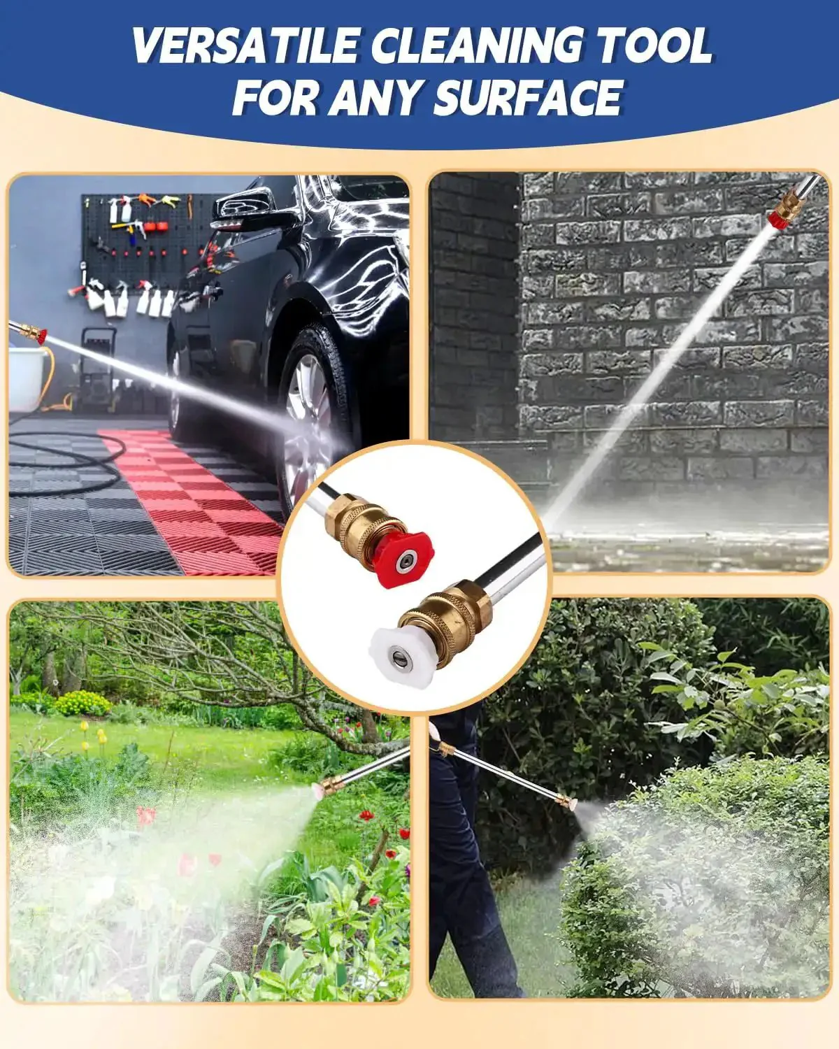 Upgraded Jet Nozzle Power Washer For Garden Hose With 2 High Pressure Nozzles, Quick Connectors, And Hydro Jet Cleaning Power For Yard, Patio, Car, And Outdoor Cleanup - Image 2