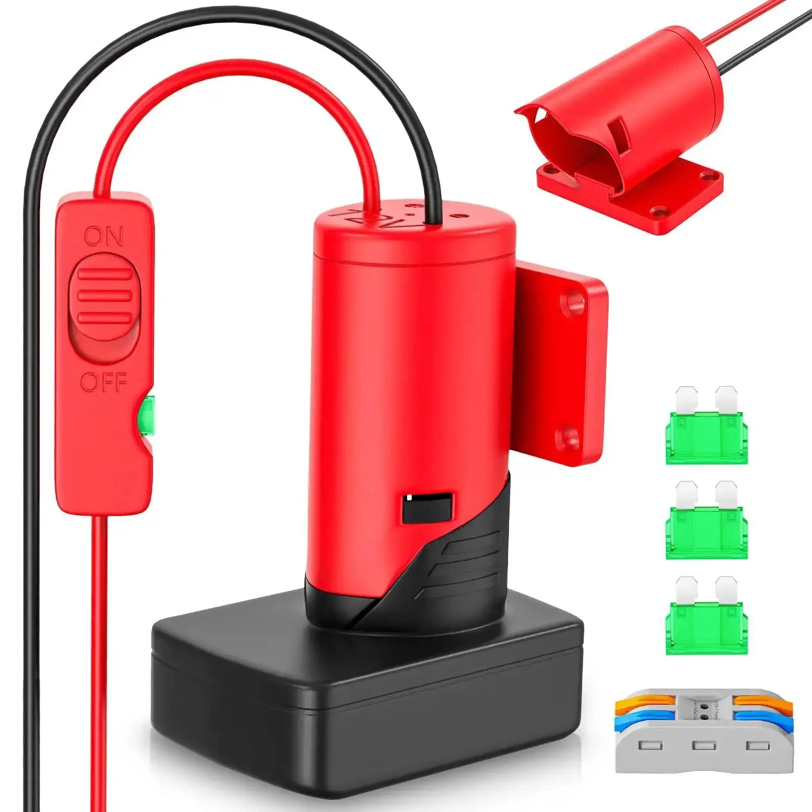 Upgraded Milwaukee 12V Battery Adapter For Ride On Wheel Toys With All In One Switch And Fuse Design 14 Gauge Wire Terminals For No Fuss Install And Tight Fit Compatible With 48 11 2450 48 11 2412 48 11 2440 48 11 2420 48 11 2430