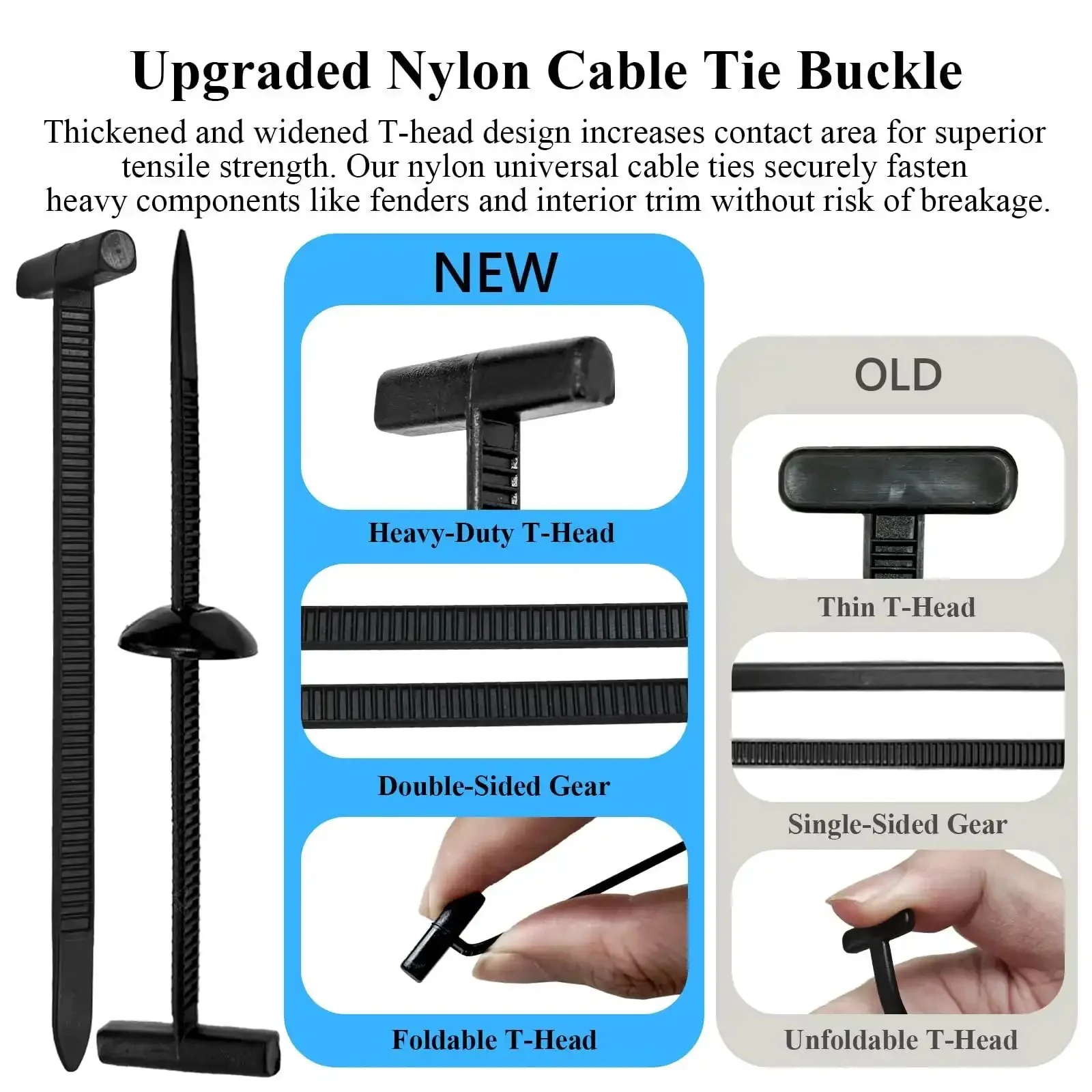 Upgraded Nylon Universal Cable Tie Buckle Self Locking Kit, Heavy Duty Zip Ties With UV Resistance For Car Bumper Fender Repair, Home, Garden And Outdoor Organization, Multi Purpose Fasteners - Image 6
