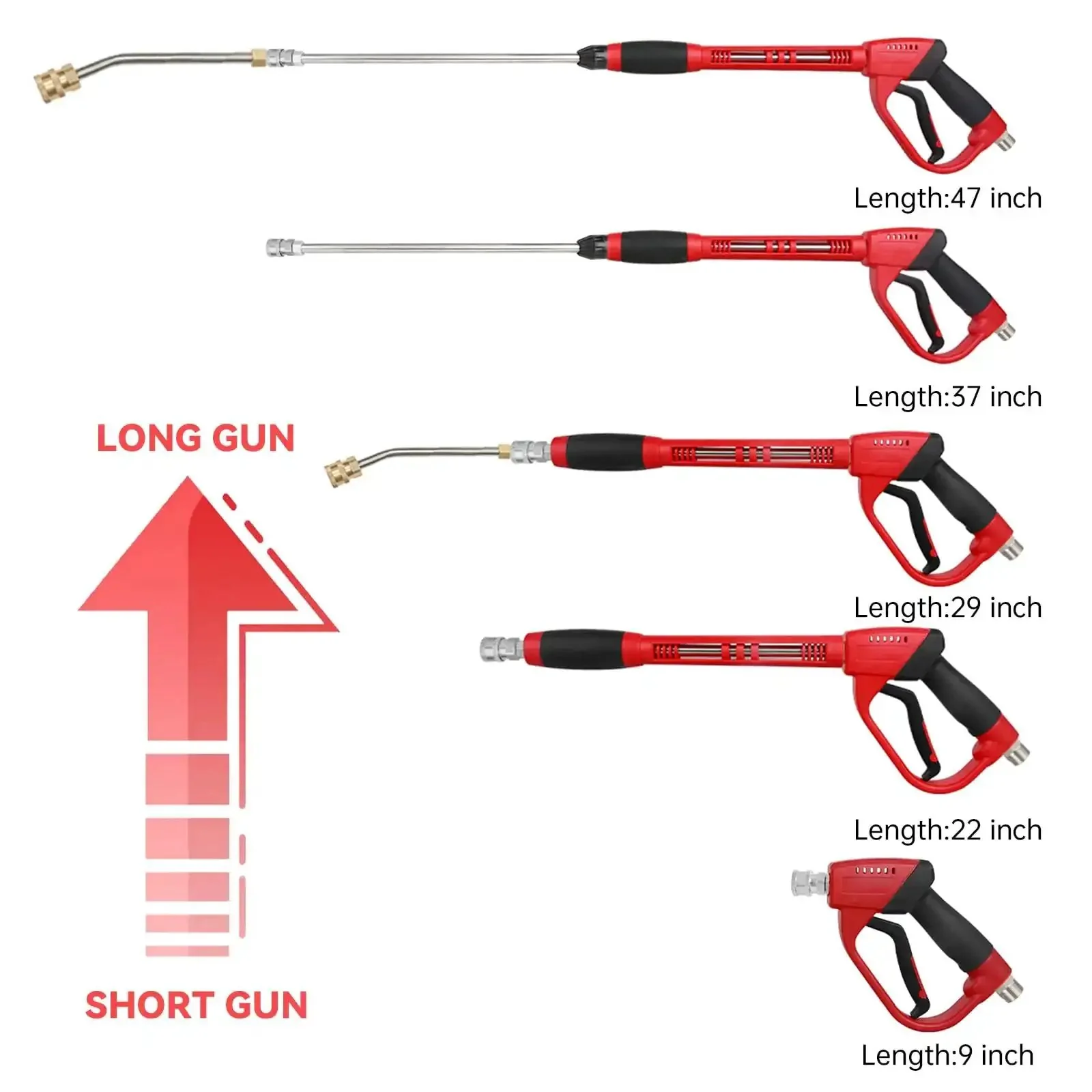 Upgraded Pressure Washer Gun With 47 Inch Extension Wand And 7 Inch 30 Degree Curved Rod M22 Fitting Five Nozzle Tips 5000 PSI 8 GPM Pro Grade Heavy Duty Spray Gun For Decks Siding Concrete And More - Image 6