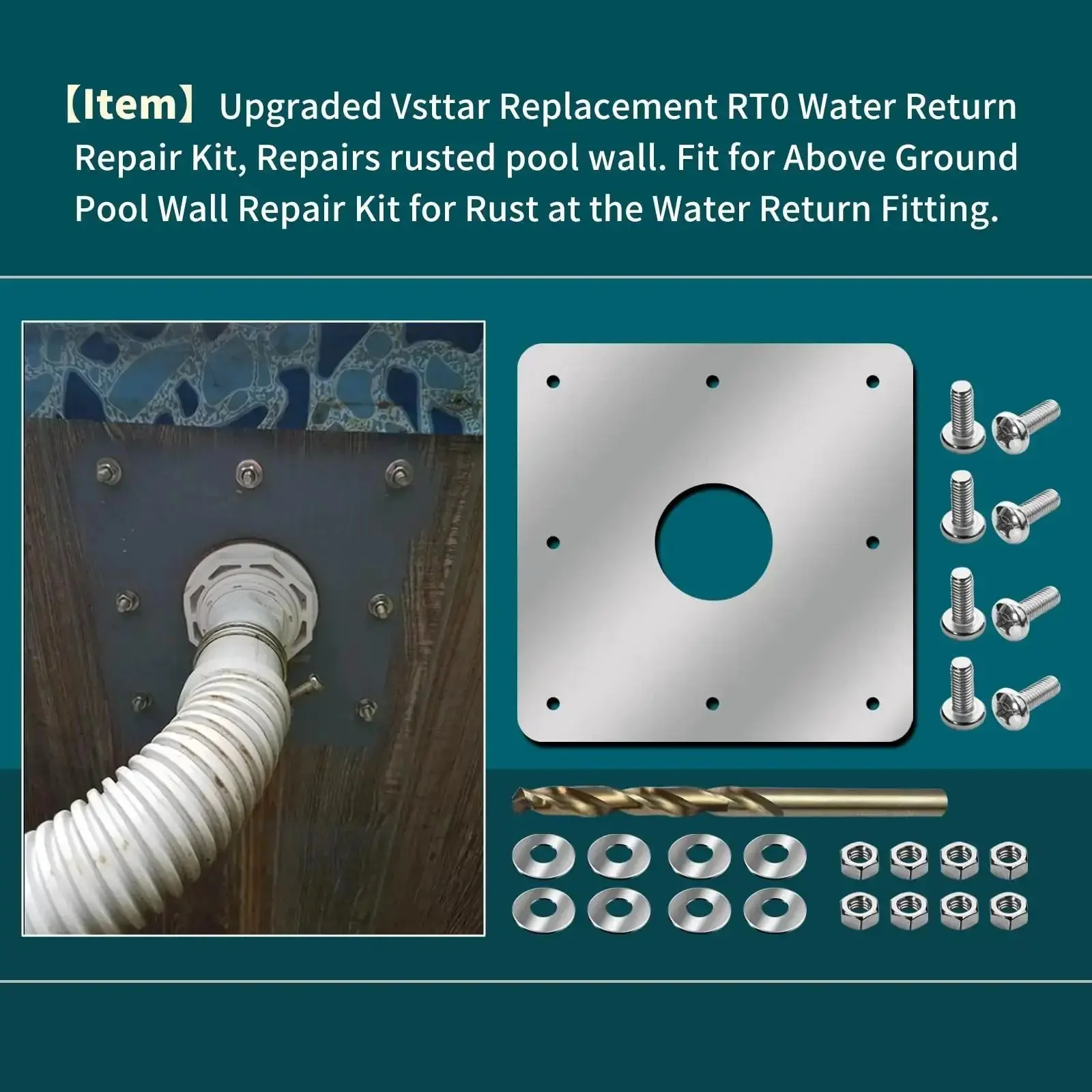 Upgraded RT0 Water Return Repair Kit For Rusty Pool Walls, Quick Above Ground Pool Wall Fix, Fits Return Fitting, Prevents Leaks And Oxidation, Heavy Duty Rust Repair Kit For Concrete And Vinyl Wall Panels - Image 5