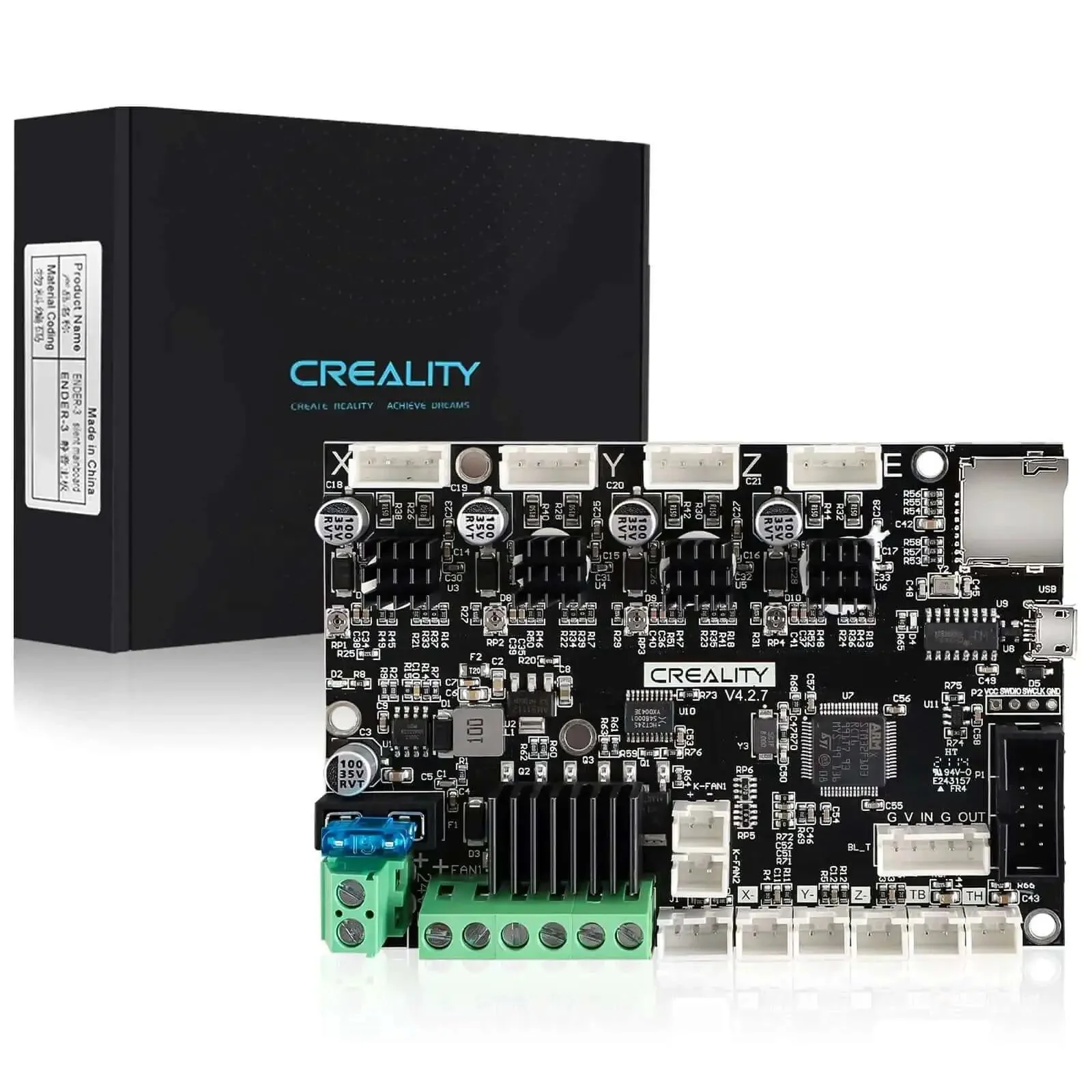 Upgraded Silent Mainboard With TMC2225 Drivers For Ender 3 Series 3D Printers Marlin 2.0 Ready Dead Quiet Performance Under 50dB Compatible With Ender 3 Pro Ender 3 V2 Ender 3 Max Ender 3 Neo 3 V2 Neo And More