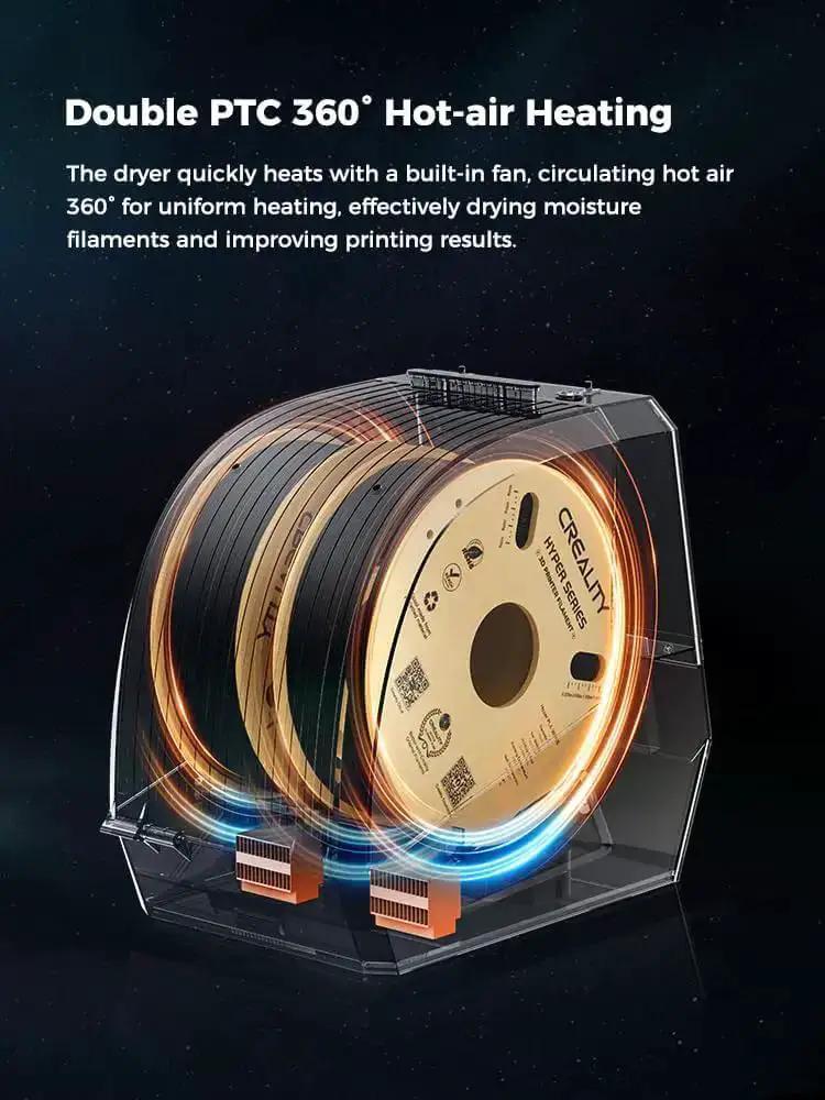 Upgraded Space Pi Filament Dryer Plus Dual Roll Dry Box For Two 3D Printers With 360 Degree Hot Air 110W PTC Heating Filament Dehydrator For PLA ABS PETG PA 1.75 To 2.85 mm Spool Holder - Image 6