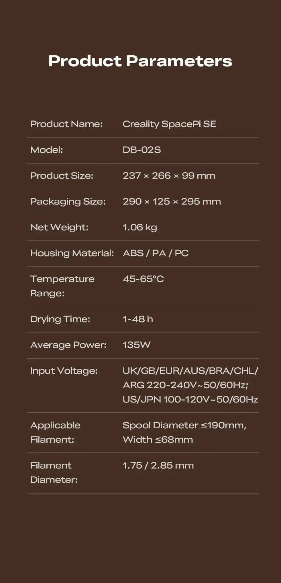 Upgraded SpacePi SE Filament Dryer For 3D Printers, 360 Degree Dryer Box With 65W PTC Heater, Humidity Sensor, Drying At 45-65 C, Keeps PLA ABS PETG PA Filament Moisture Free, 1.75 To 2.85mm Spool Holder Included - Image 2