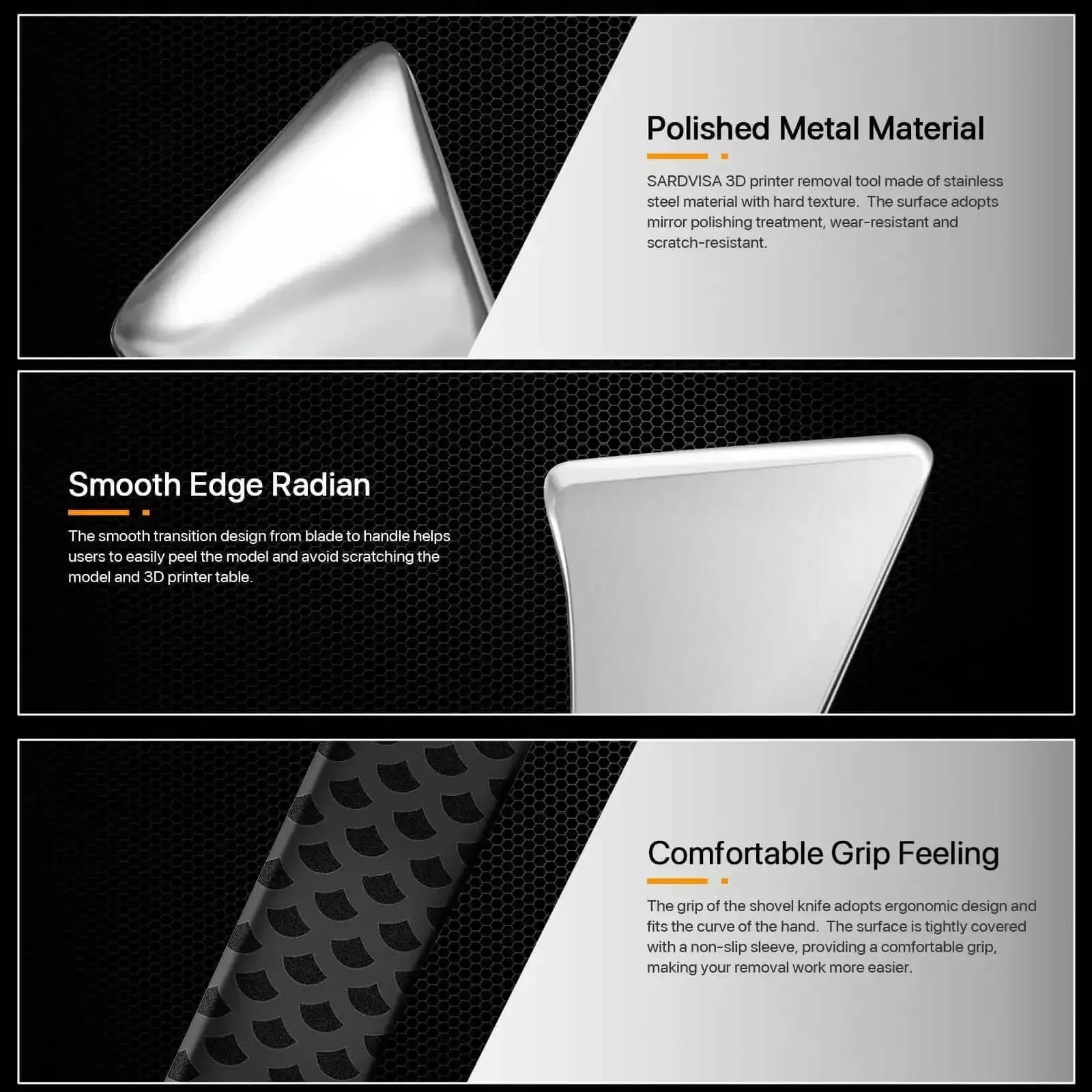 Upgraded Stainless Steel 3D Printer Removal Spatula With Comfortable Grip For Easy Model Stripping And Safe Cleanup Mirror Polished Finish Wear Resistant And Scratch Resistant Tool For Pro Makers - Image 3