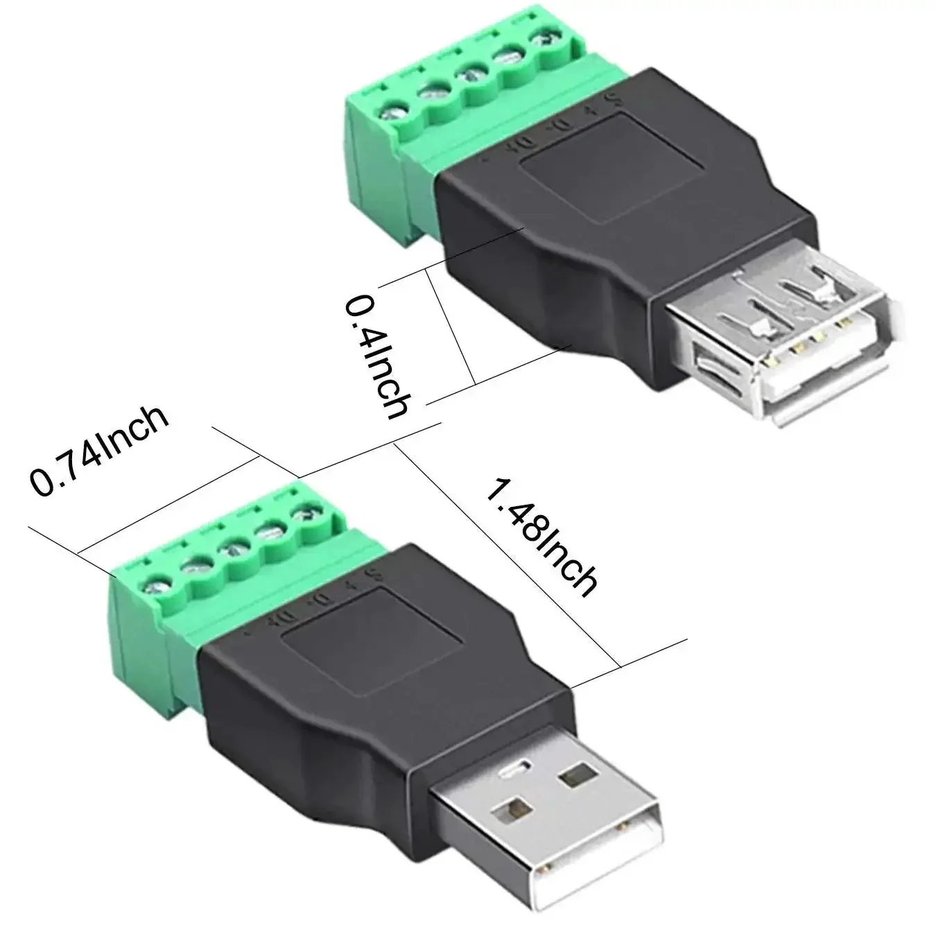 USB 2.0 Type A Breakout Board To 5 Pin Screw Terminal Connector Shield Adapter Kit With D Plus D Minus Terminals Shield 300V 8A Rating Pack Of 4 For DIY Electronics Projects - Image 6