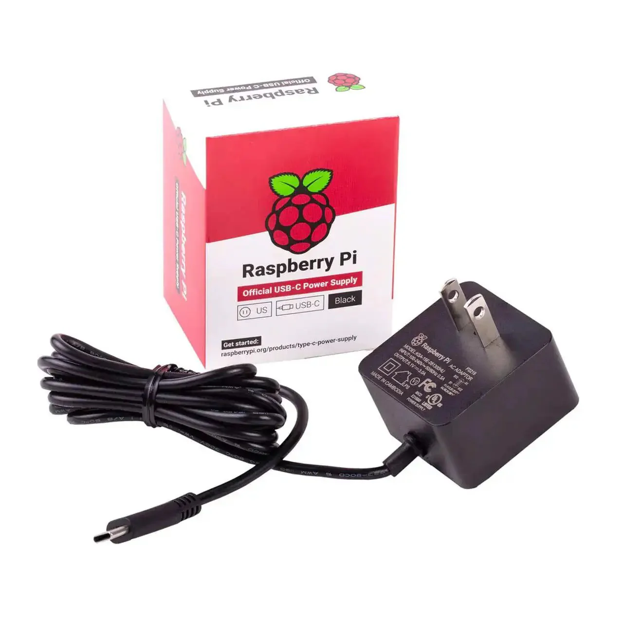 USB C Power Adapter For Pi 4 B With 5.1V 3A Output, 15.3W Fast Supply, 1.5 Meter 18AWG Cable, Black Finish, Reliable Power Brick For Stable Operation, Everyday Use