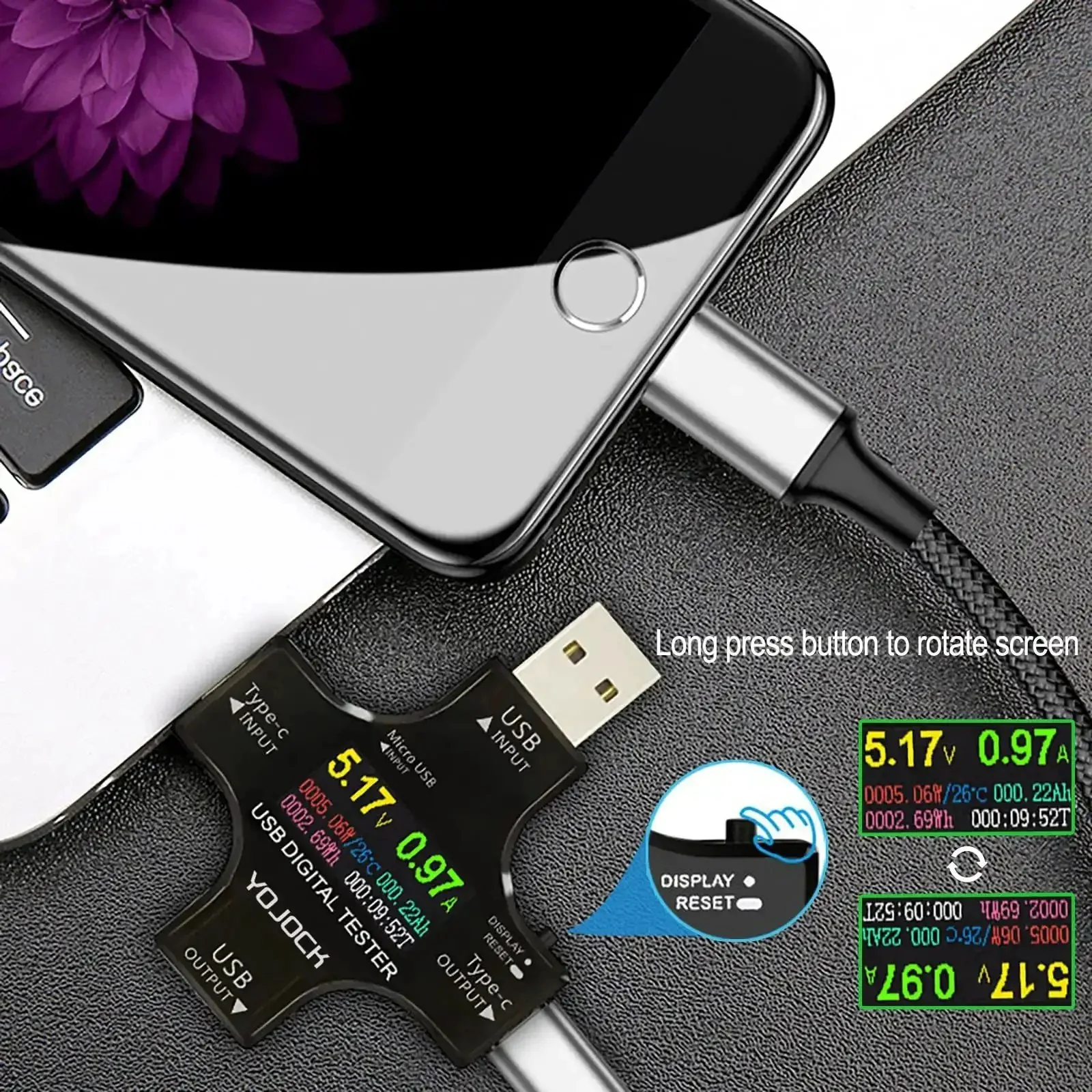 USB C Power Meter And Voltage Current Tester 2 In 1 Digital Multimeter For 3.6 To 32V 0 To 8A Type C Voltmeter Battery Capacity Amperage Power Bank Charger Detector For Checking Fast Charging And Cable Quality - Image 3