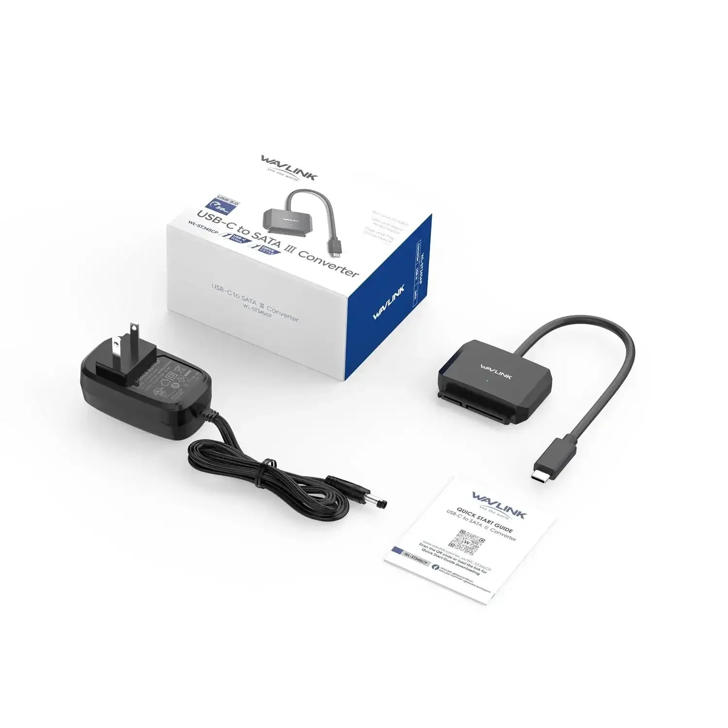 USB C To SATA External Drive Cable With UASP Fast 5Gbps For 2.5 And 3.5 Inch SSD HDD Supports SATA I II III Up To 20TB Power Adapter Included Plug And Play Across Windows Mac Linux Android - Image 2