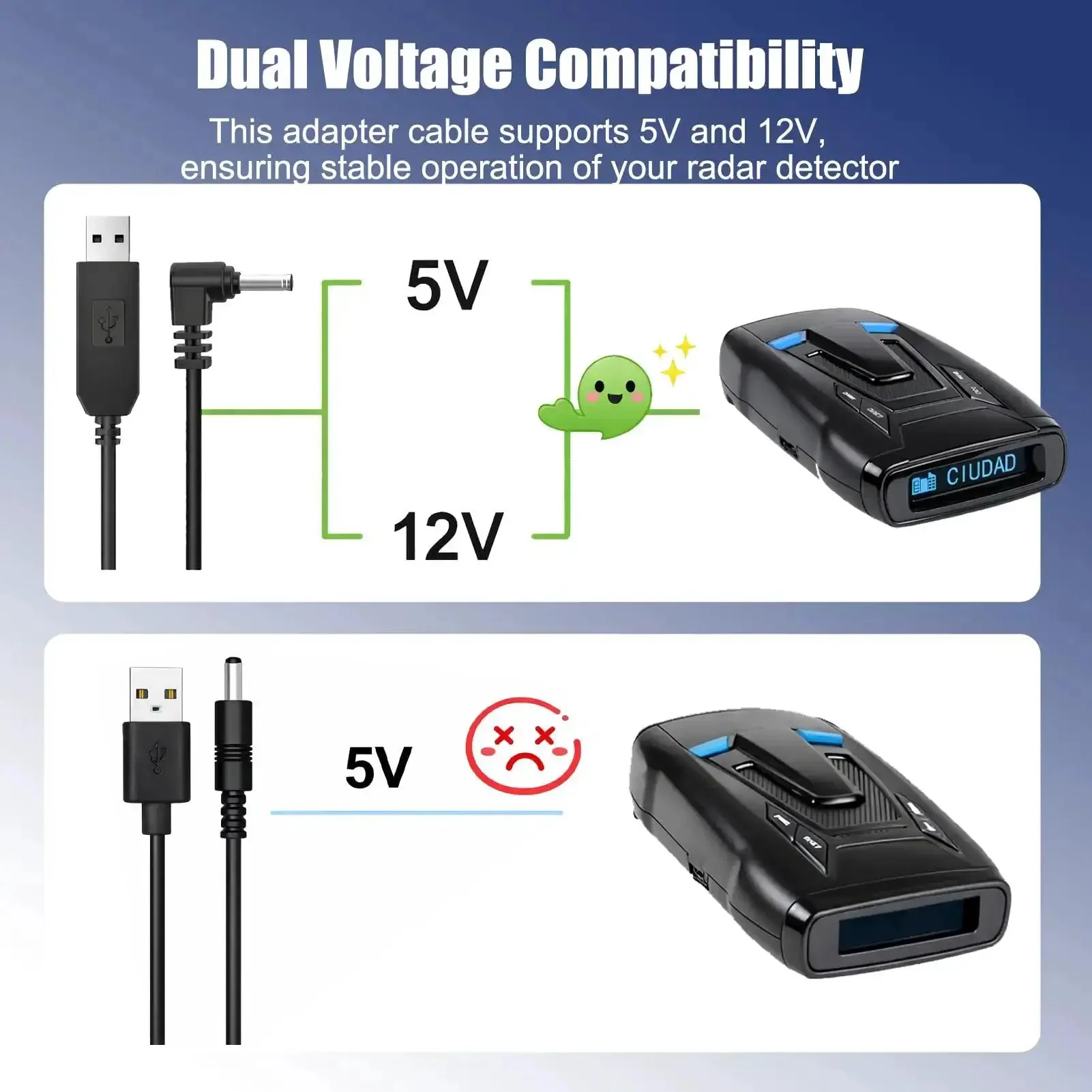 USB To DC 3.5 Power Cable For Radar Detectors 12V 6.56ft Long, Works With Cobra RAD 350 380 450 480i, Uniden DFR Series, Whistler, Radenso Pro M, Escort, Valentine One And Other Popular Detectors No Fuss - Image 4