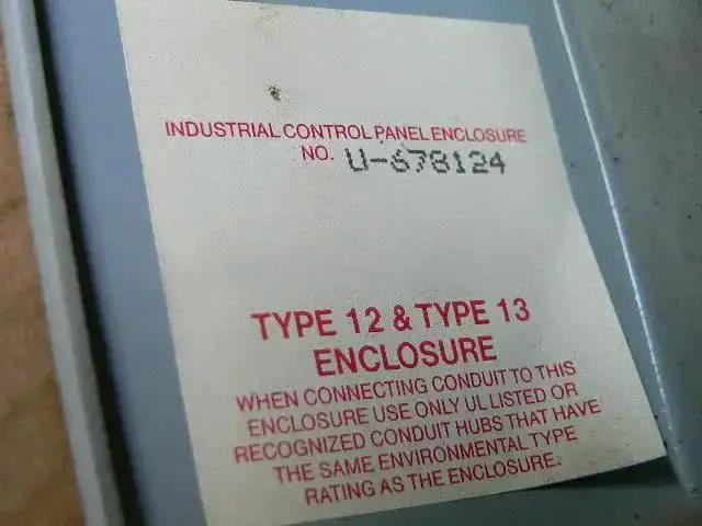 Used Industrial Control Panel Enclosure Type 12 Type 13 No U Cabinet 678124 Built Tough Heavy Duty Electrical Enclosure For Industrial Equipment In Working Condition - Image 2