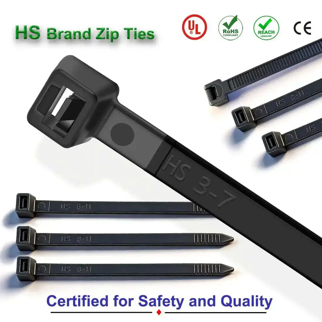 UV Protected Zip Ties 12 Inch 100 Pack Self Locking Nylon Cable Ties Black Heavy Duty For Indoor Outdoor Use Up To 70 Lbs Tensile Strength 4.8 Millimeter Wide 3.23 Inch Bundle Diameter - Image 3