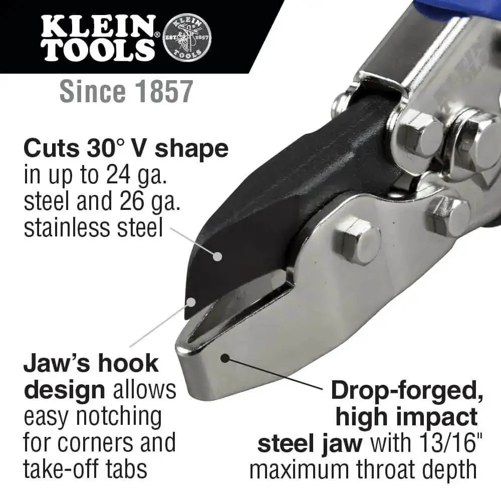 V Notcher For Ductwork And Sheet Metal Cutter For 30 Degree V Angles Heavy Duty Drop Forged Jaw With Throat Depth Thirteen Sixteen Inches Notches Corners And Take Off Tabs Fits 24 Gauge Steel And 26 Gauge Stainless - Image 8