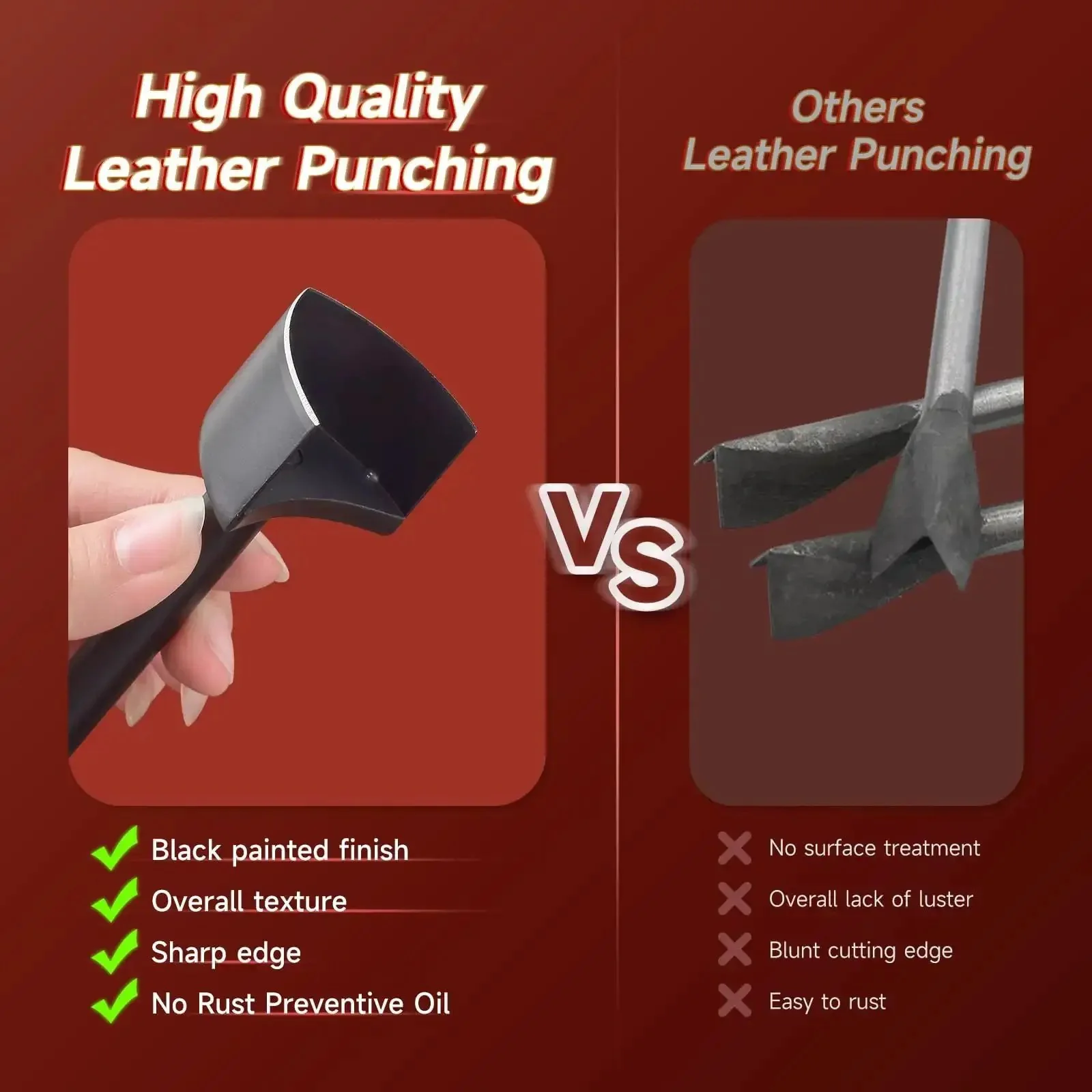 V Shape Leather Cutter Punch Set Four Size Leather Punch Kit With 20mm 25mm 30mm 35mm Holes For Belts Wallets Bags And Watch Straps DIY Leatherworking Tool In Durable Stainless Steel Pro Grade Quality - Image 6