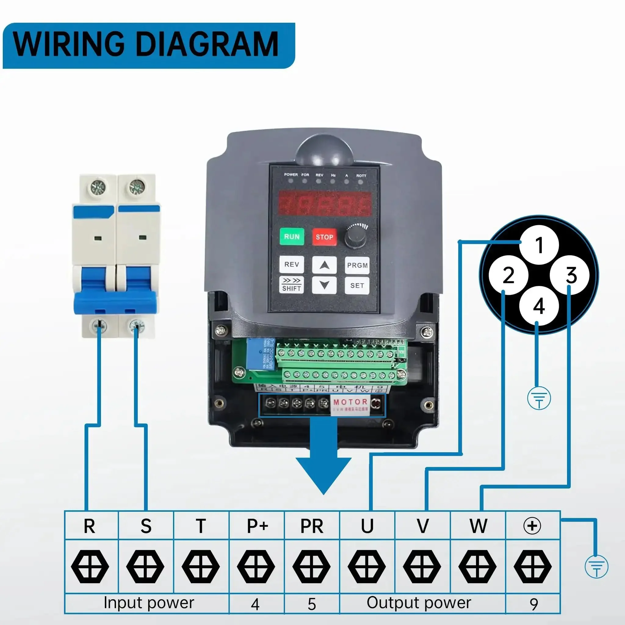 Variable Frequency Drive 220V 3KW 4HP Inverter For CNC Spindle Motor Speed Control With 3 Phase Output 0 To 400Hz And 1 Or 3 Phase Input RS485 Cable Included For Water Cooled And Air Cooled Spindles - Image 5