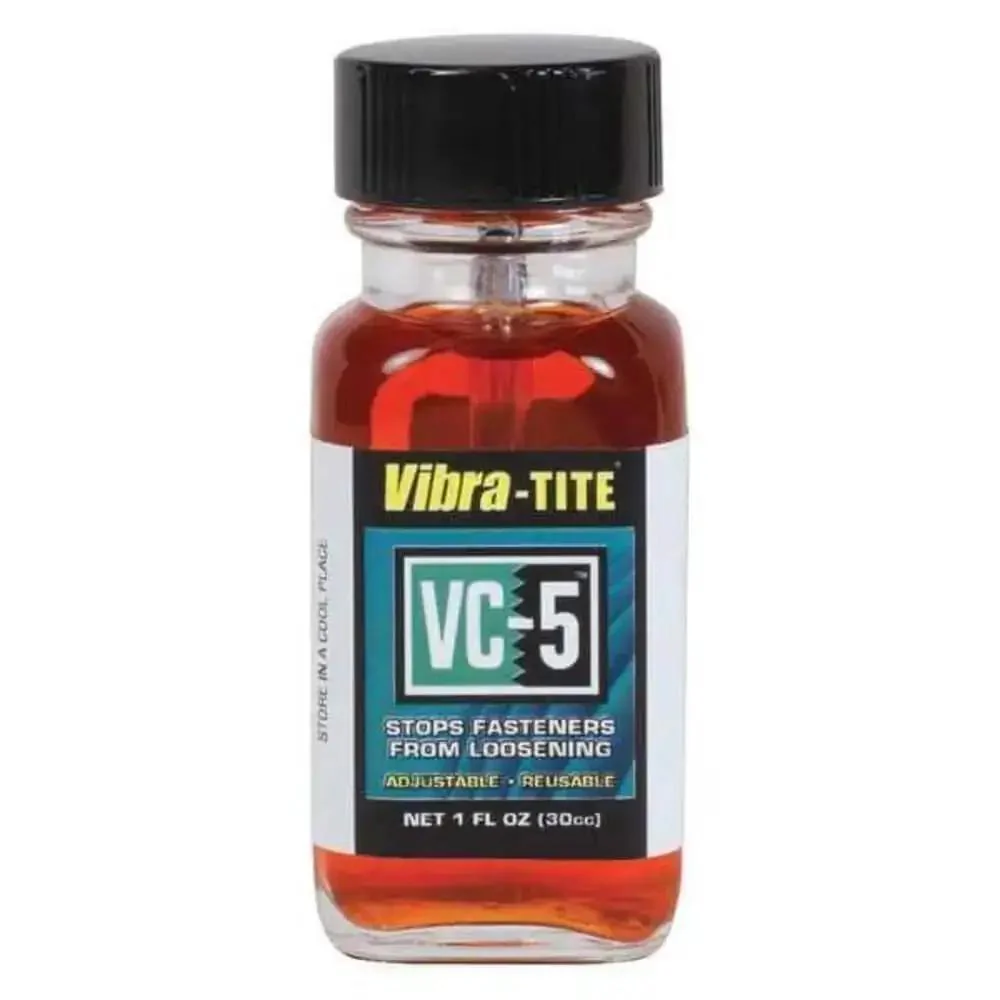 VC-5 High Strength Red Thread Locker Reusable Adhesive For Non-Ferrous Metal Plastic Plating Wood 1.01 Fl Oz Bottle Quick Working Time Under 1 Minute Breakaway Torque Locks Threads Tight
