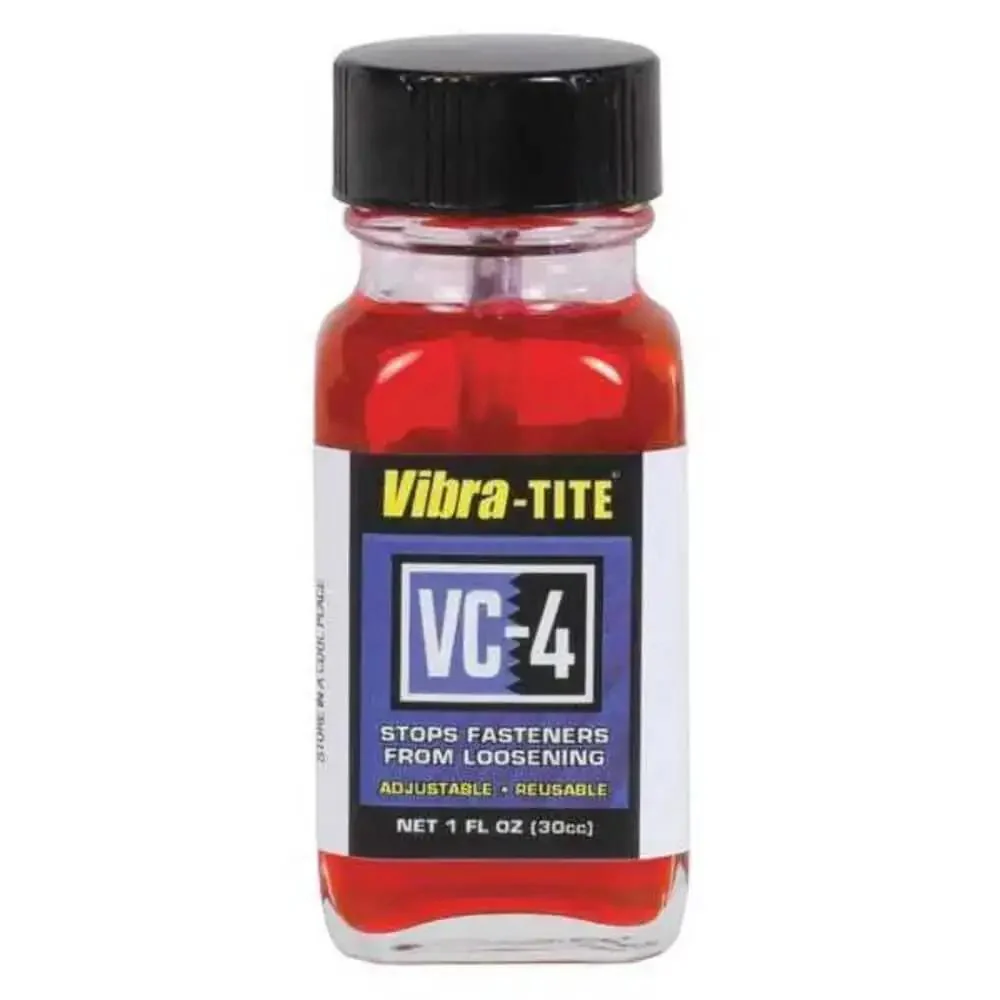 VC4 Series High Strength Red Threadlocker Liquid For Metal Plastic Wood 30 Milliliter Bottle Keeps Bolts From Loosening Delivers Quick Set Stronghold For Fasteners Up To One And A Half Inch Diameter Heavy Duty