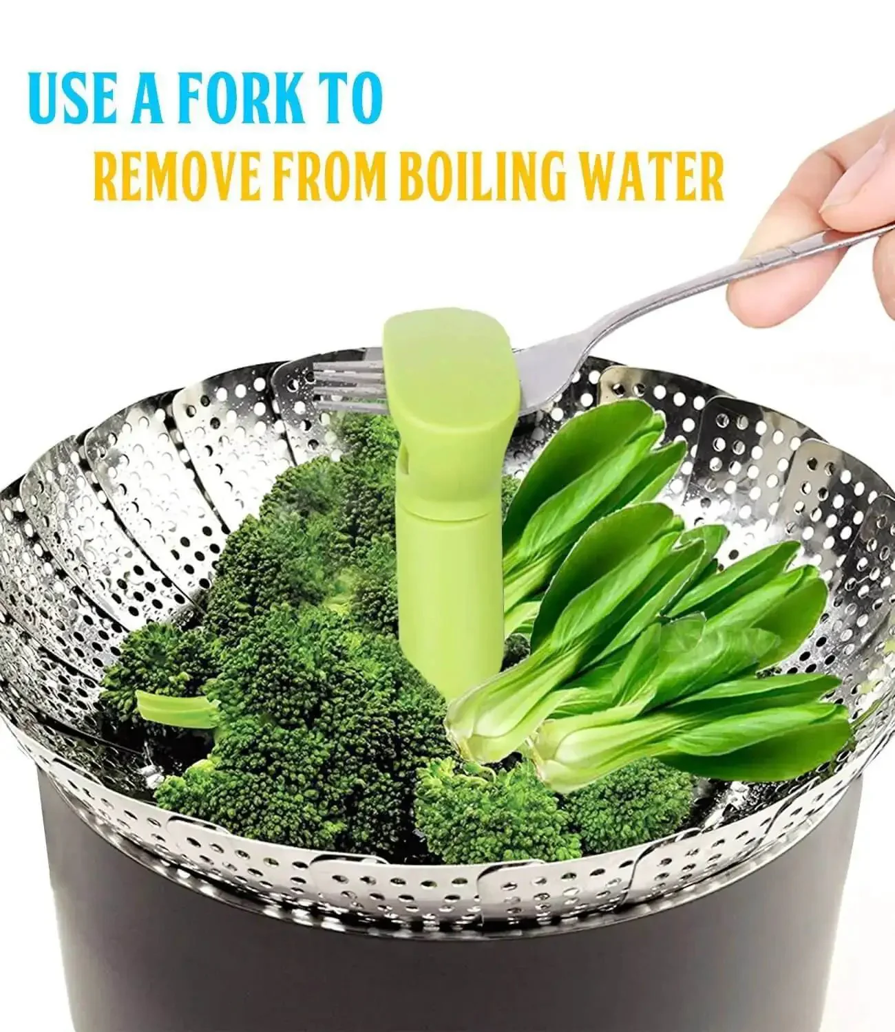 Vegetable Steamer Basket For Cooking Stainless Steel Folding Expandable Steaming Insert With Extendable Handle Fits Pots 5.1 To 9 Inches Non Rust Easy Clean Healthier Meals And Even Cooking - Image 3