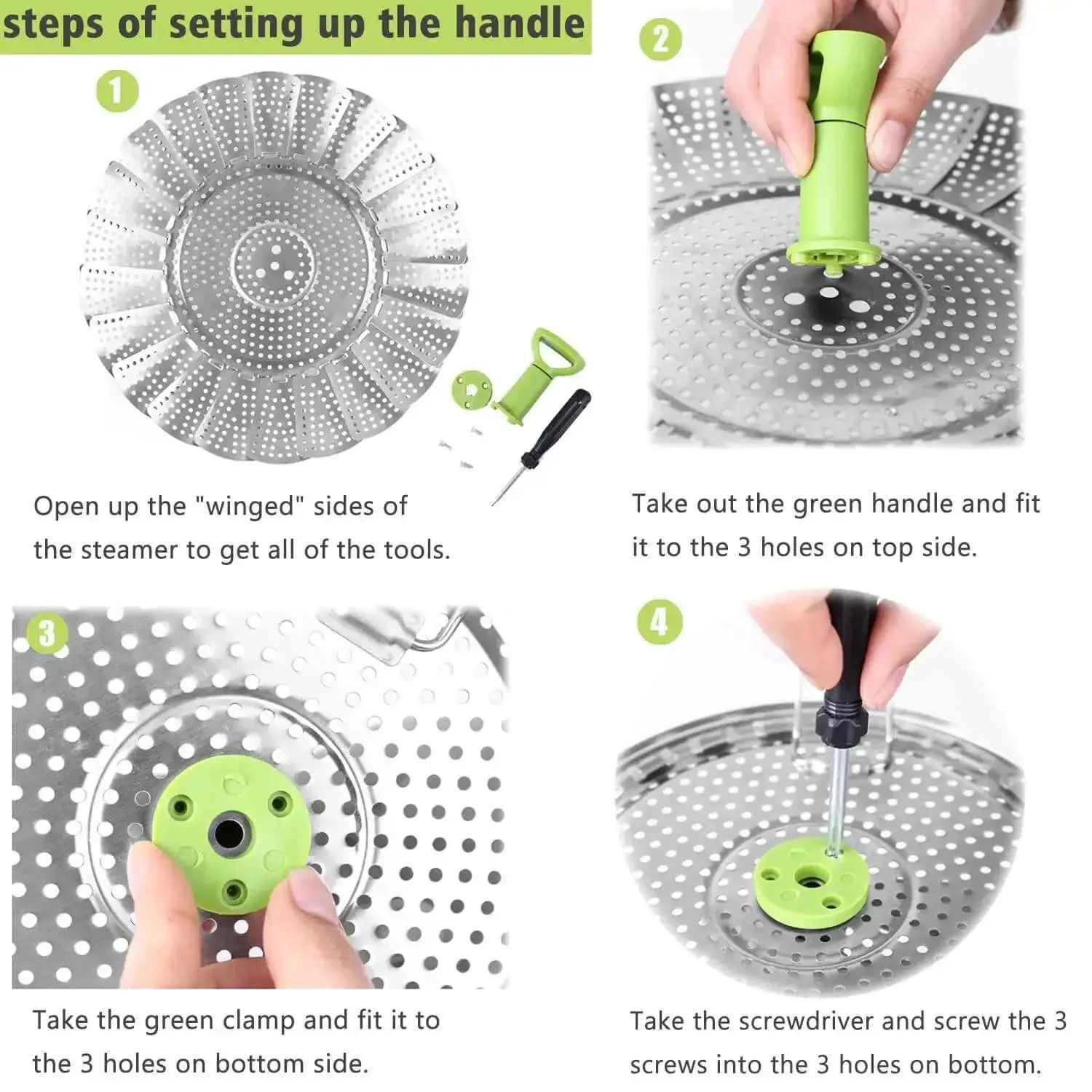 Vegetable Steamer Basket For Cooking Stainless Steel Folding Expandable Steaming Insert With Extendable Handle Fits Pots 5.1 To 9 Inches Non Rust Easy Clean Healthier Meals And Even Cooking - Image 5