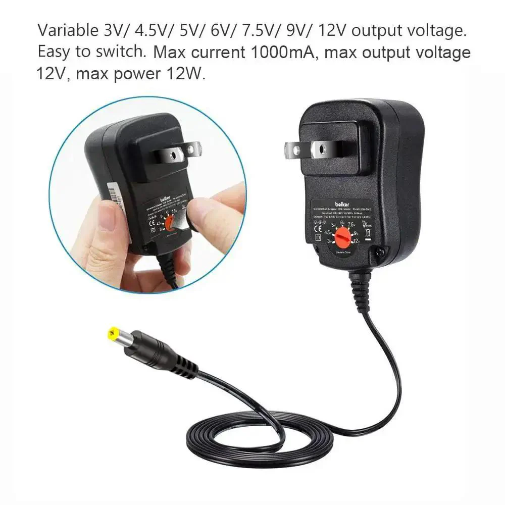 Versatile 12W Universal ACDC Power Adapter With Eight Tip Sizes, Adjustable 3V To 12V DC Output, 1000mA Max, For Your Everyday Gadgets, Micro USB Port, Wide 100 To 240V Input - Image 4