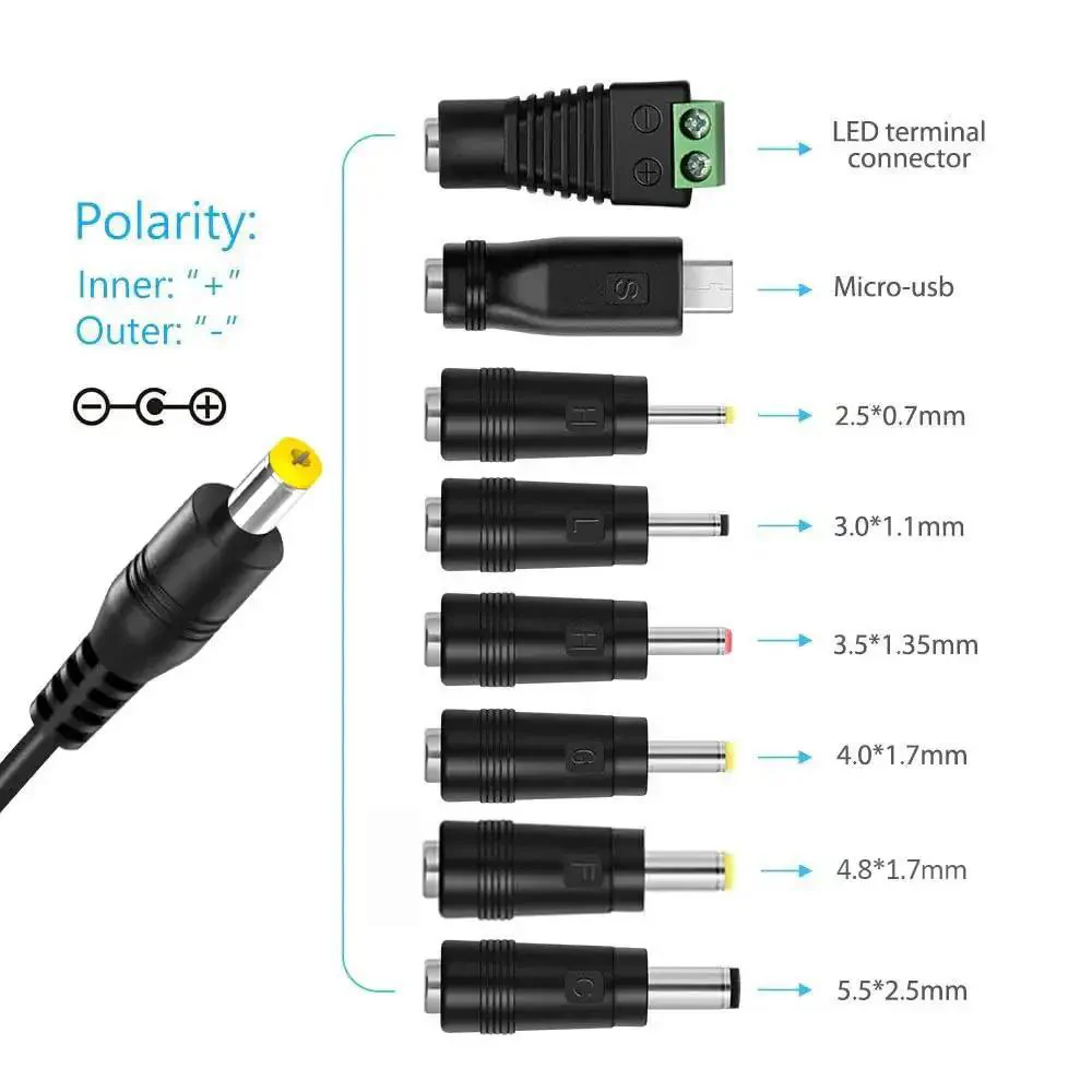 Versatile 12W Universal ACDC Power Adapter With Eight Tip Sizes, Adjustable 3V To 12V DC Output, 1000mA Max, For Your Everyday Gadgets, Micro USB Port, Wide 100 To 240V Input - Image 6