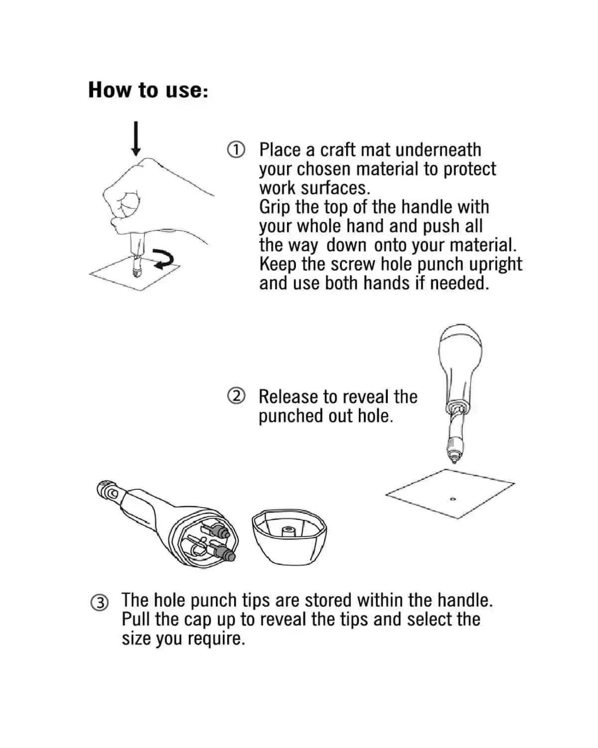 Versatile Screw Punch With 2Mm, 3Mm And 4Mm Tips For Circular Paper Holes Anywhere, Oversized Soft Grip Handle Makes Punching Paper And Scrapbooking A Breeze - Image 4