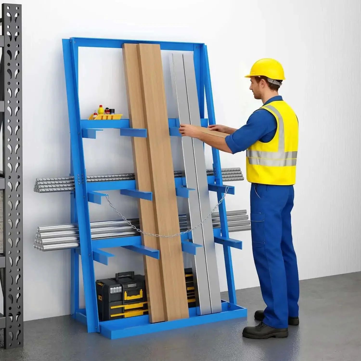 Vertical Bar Rack Heavy Duty Steel Storage Shelf For Long Parts And Lumber In The Garage Basement 3000 Lb Capacity Upright Shelving Pipe Organizer Pro Grade Shop Organizer Beast - Image 2
