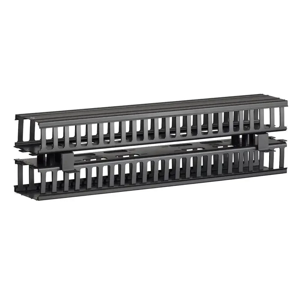 Vertical Cable Management Duct With Front And Rear Access, 40 Inch ABS Channel, Black Snap On PVC Cover, 0RU 4x5In Front Rear, Rack Mount Ready, UL Listed, Copper Alloy Construction