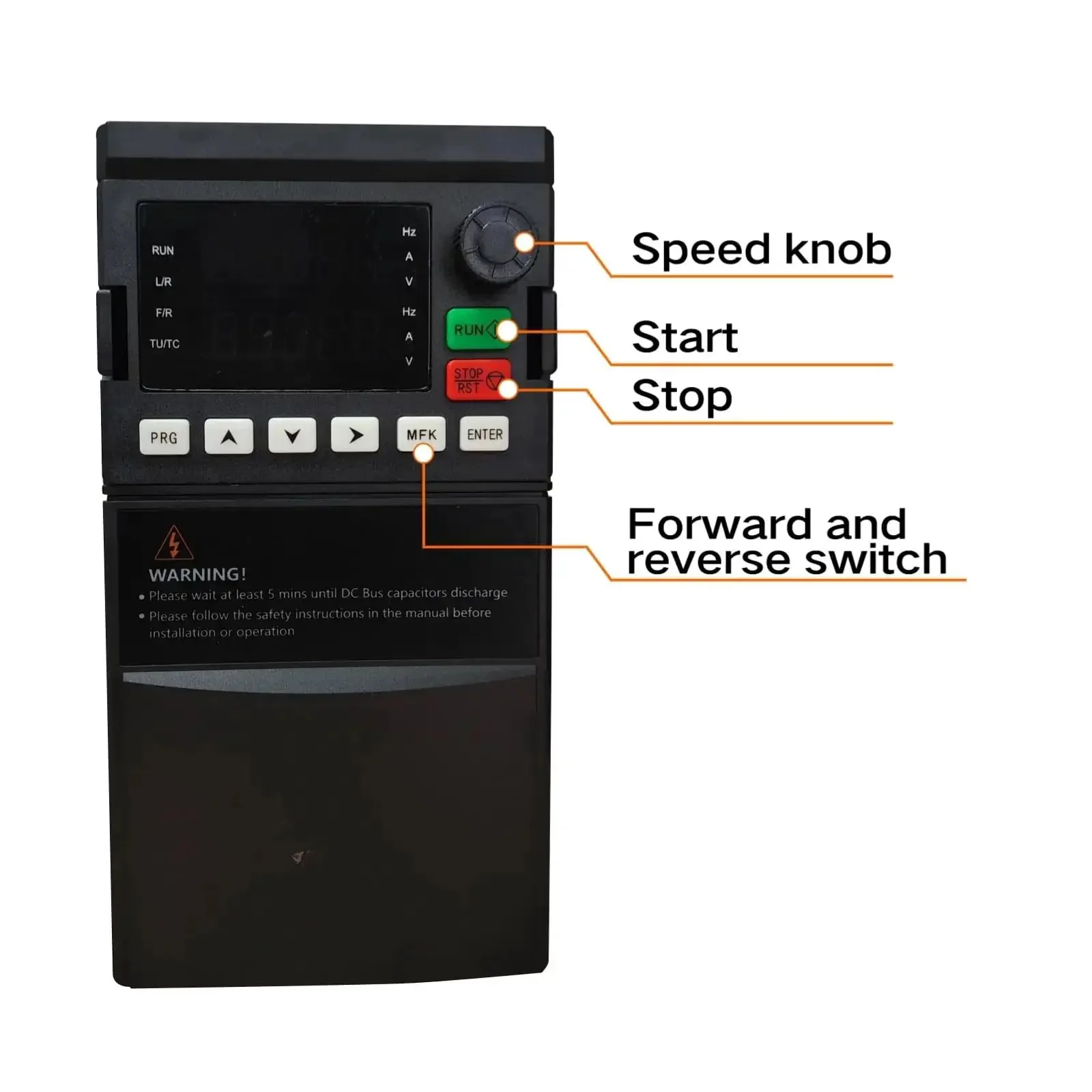 VFD Variable Frequency Drive 220V To 3 Phase Output No Brainer DIY Style Setup, 2.2kW 3HP, 10A, Single Phase Input 220V-240V, Easy Setup With Forward And Reverse MFK, Intuitive Panel And Frequency Knob For Smooth AC Motor Speed Control - Image 8