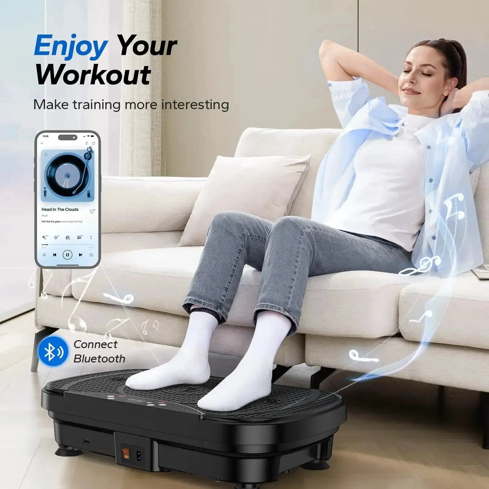 Vibe Plate Exercise Machine For Lymphatic Drainage And Weight Loss, Bluetooth Enabled Vibrating Plate With LED Display, Home Gym Equipment For Women And Men, Easy Recovery And Metabolism Booster - Image 6