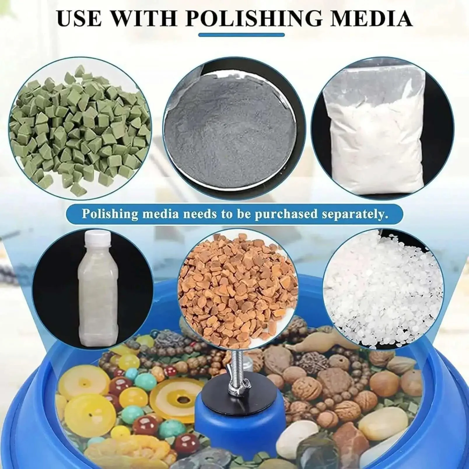 Vibration Drum Polisher Kit For Metal Parts Gemstones Jade Auto Parts And Jewelry High Frequency Tumble Polisher With Buffing Wheels Abrasives And Safe Surface Finishing For Pro Grade Shine - Image 6
