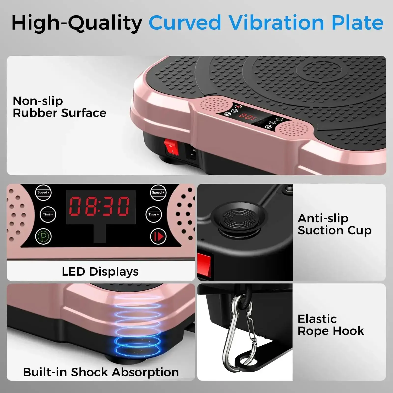Vibration Plate Exercise Machine For Full Body Workout And Fat Burning, 400 Lbs Capacity, Lymphatic Drainage, Home Gym Rose Gold Platform For Women And Men - Image 7