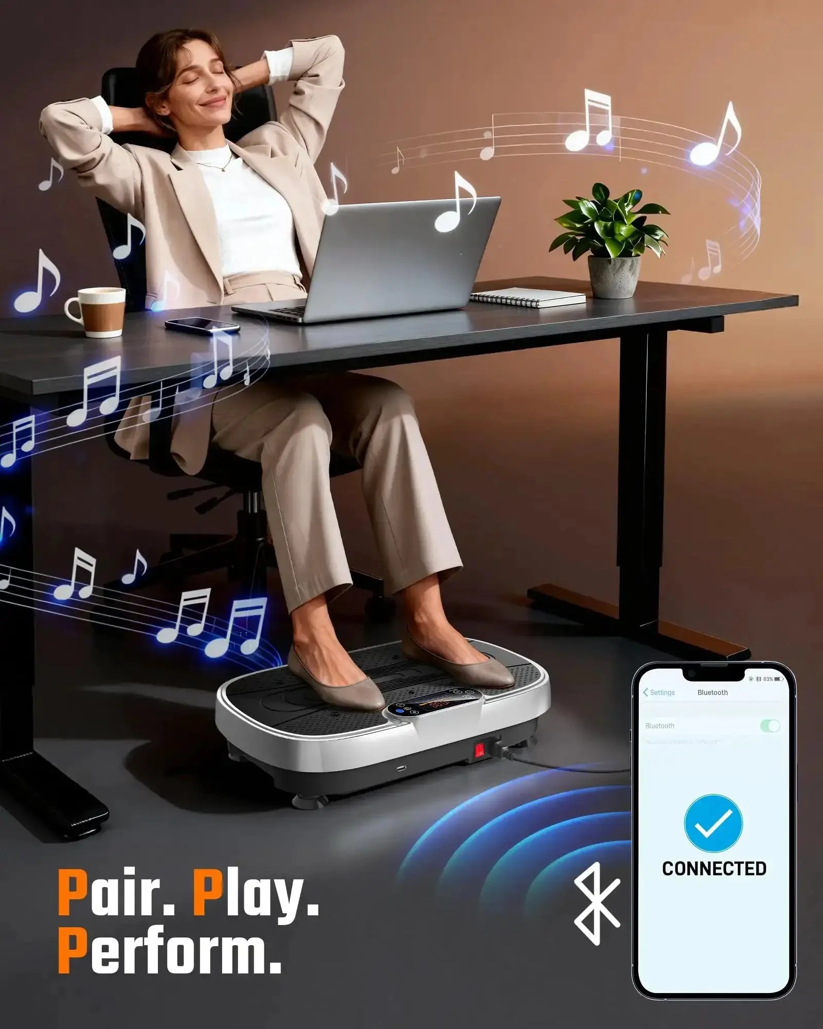 Vibration Plate Exercise Machine For Home Gym Full Body Workout With Loop Bands 330 Lbs Capacity Low Impact Fitness Platform For Weight Loss And Lymphatic Drainage - Image 4