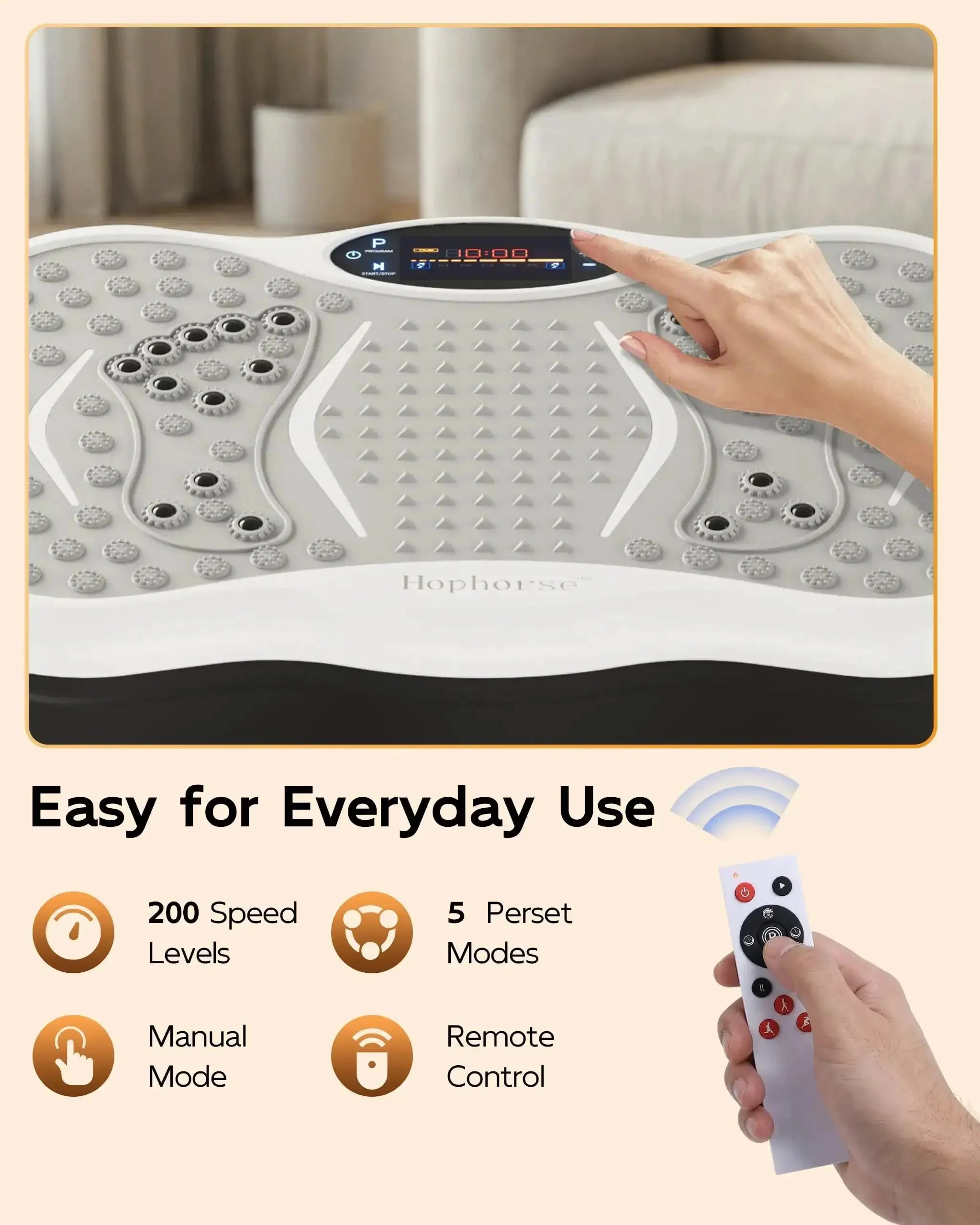 Vibration Plate Exercise Machine With 200 Speeds For Lymphatic Drainage And Full Body Shaker Workouts, Boost Recovery, Pain Relief, And Weight Loss At Home, Easy Setup In Light Gray - Image 5