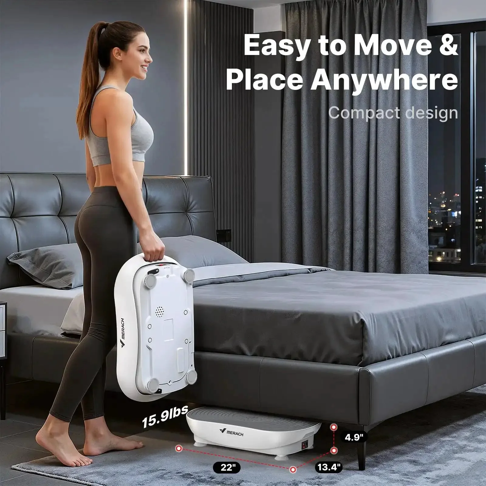Vibration Plate Exercise Machine With LED Touchscreen, Bluetooth And Pull Cord For Full Body Home Gym Use, Boost Fat Burn, Lymphatic Drainage, Muscle Activation And Easy Operation - Image 2