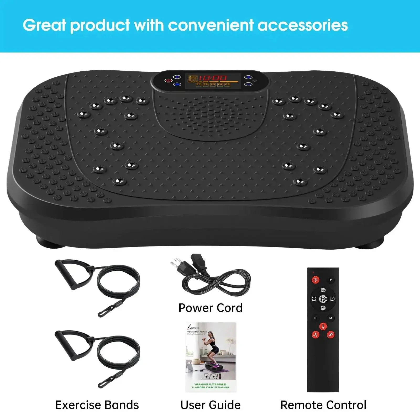 Vibration Plate For Lymphatic Drainage And Full Body Workout With Resistance Bands 450 Lbs Capacity Black No Sweat At Home Gym Low Impact Toning Weight Loss And Relaxed Recovery For Women And Men - Image 2