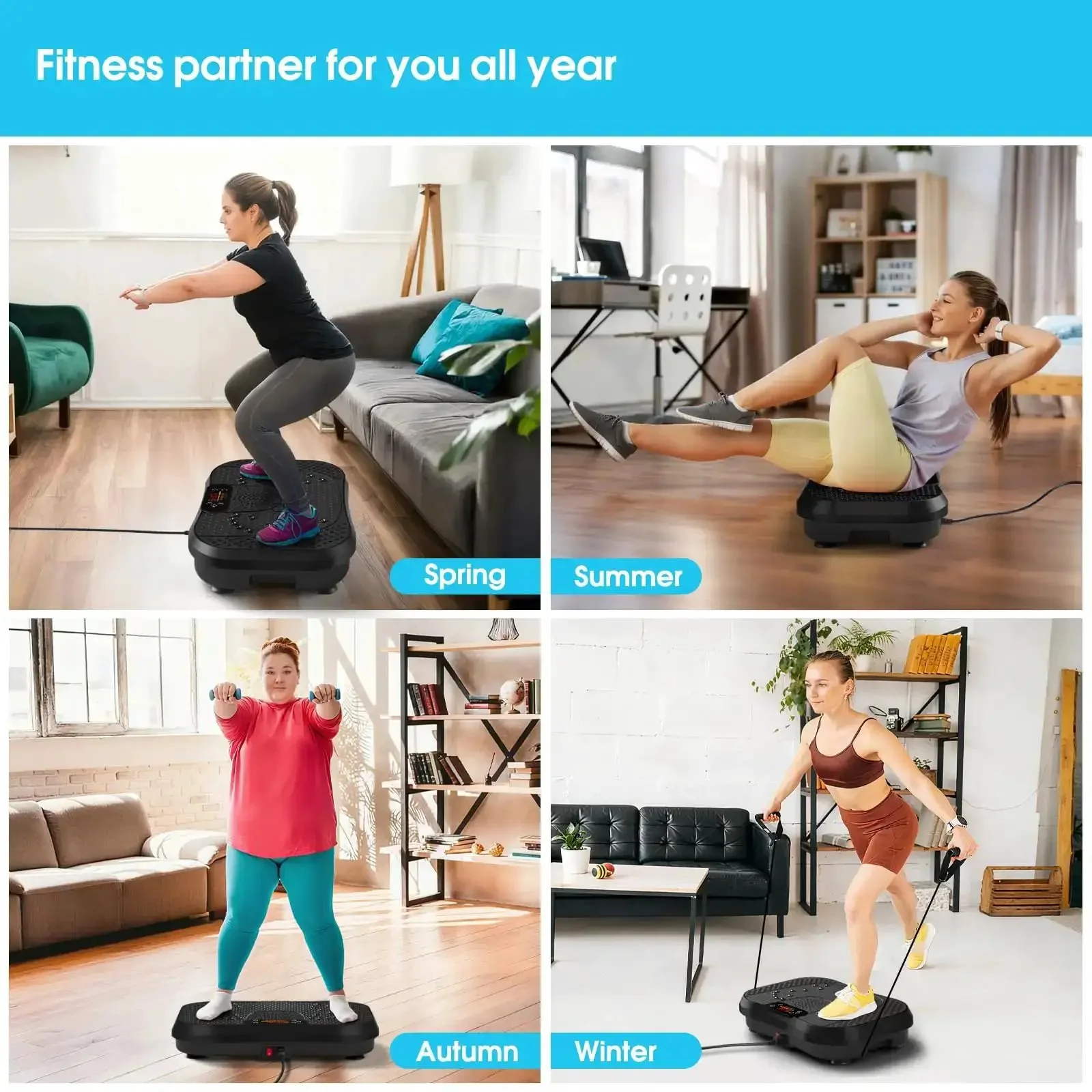 Vibration Plate For Lymphatic Drainage And Full Body Workout With Resistance Bands 450 Lbs Capacity Black No Sweat At Home Gym Low Impact Toning Weight Loss And Relaxed Recovery For Women And Men - Image 4