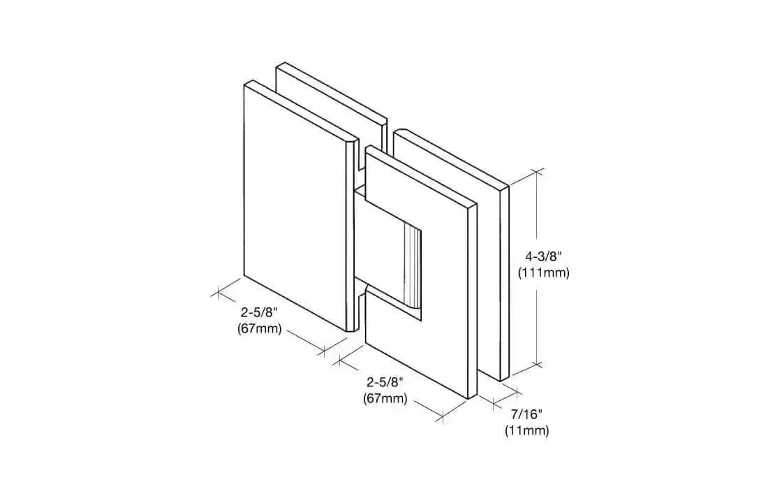 Victoria 180 Degree Glass-To-Glass Shower Hinge In Polished Chrome For Heavy Duty Doors Fits 3/8 To 1/2 Inch Tempered Glass Integrated Safety Interlock Wall Mount And Glass-To-Glass Models - Image 6