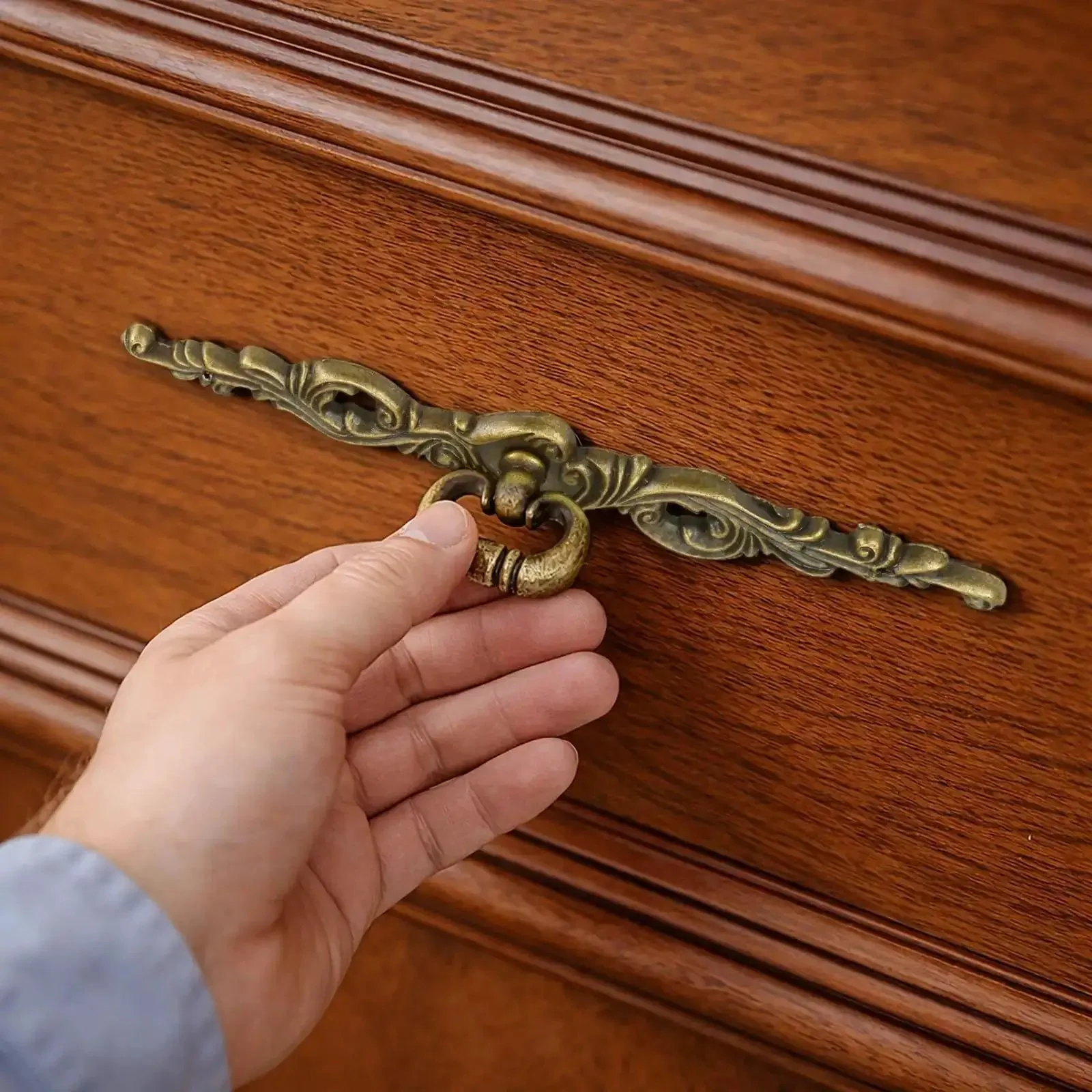Vintage Bronze Long Drawer Pulls Old School 4 Pack With Screws 200mm Length Rustic Zinc Alloy Hardware For Furniture Cupboard Wardrobe Door Closet Bedroom Antique Dresser Handles - Image 2
