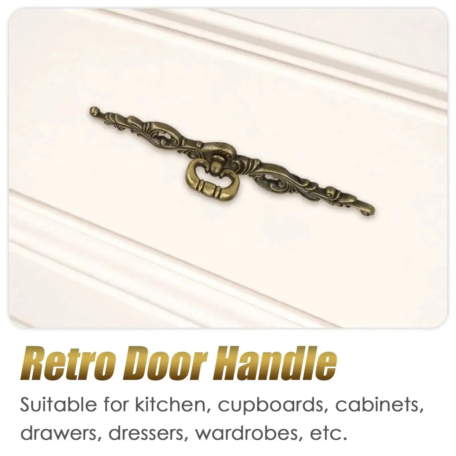 Vintage Bronze Long Drawer Pulls Old School 4 Pack With Screws 200mm Length Rustic Zinc Alloy Hardware For Furniture Cupboard Wardrobe Door Closet Bedroom Antique Dresser Handles - Image 5