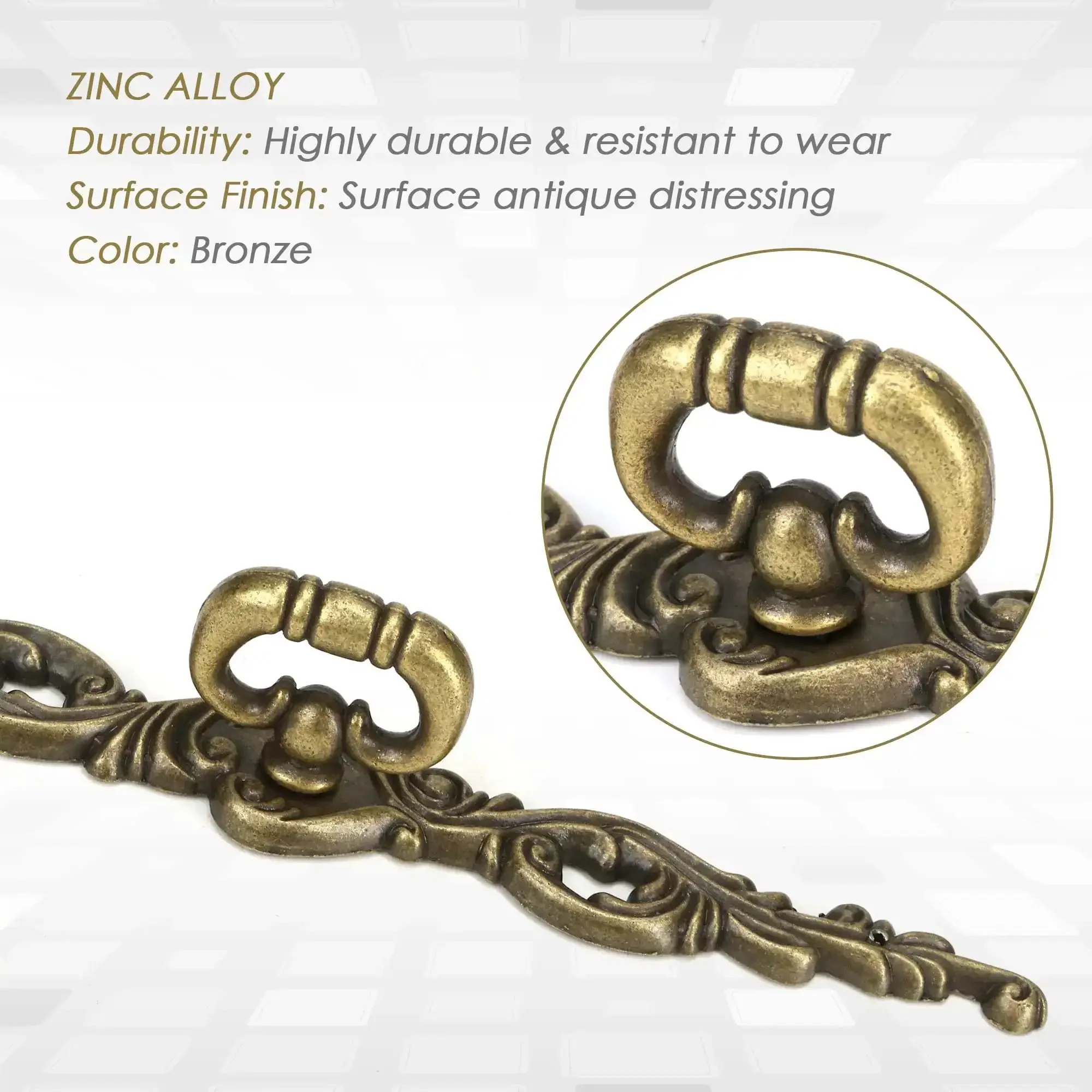 Vintage Bronze Long Drawer Pulls Old School 4 Pack With Screws 200mm Length Rustic Zinc Alloy Hardware For Furniture Cupboard Wardrobe Door Closet Bedroom Antique Dresser Handles - Image 6
