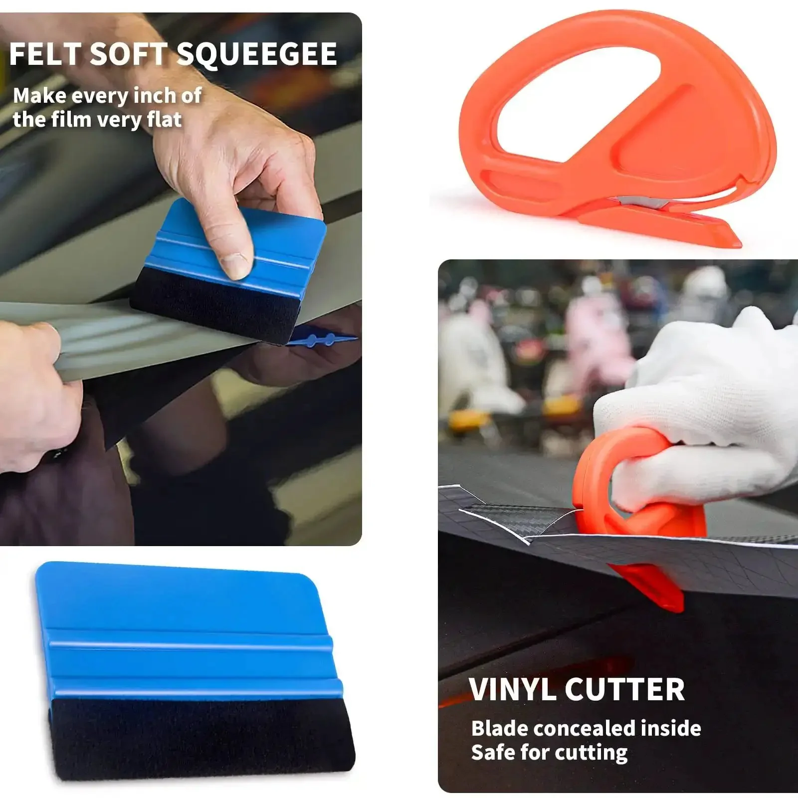 Vinyl Wrap Tool Kit For Car Wrapping And Window Tinting With 4 Inch Felt Squeegee Retractable 9mm Utility Knife And Blades Zippy Vinyl Cutter Mini Go Corner Squeegee For Pro And DIY Wrappers - Image 8