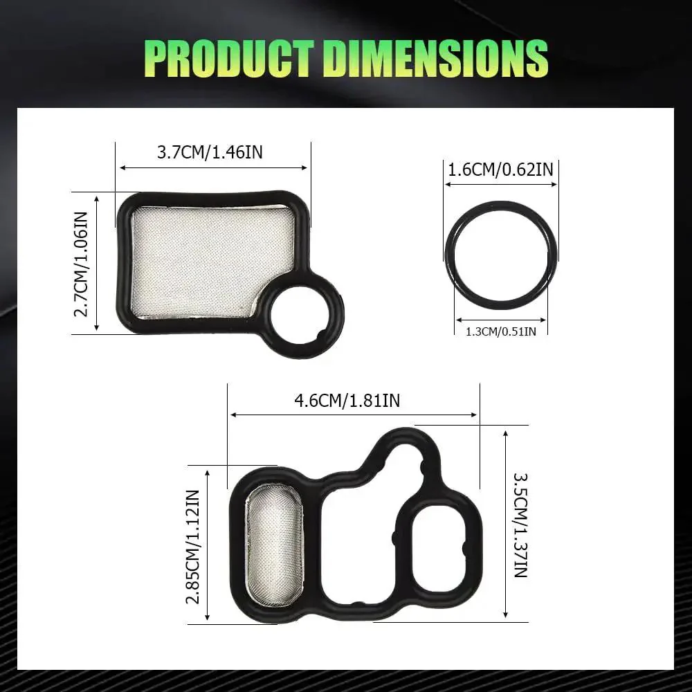 VVT VTEC Solenoid Gasket Kit With Valve Cover Gasket Set And Spool Valve Filter Screen, Engine Seal Replacement For Honda Civic Accord CR-V, 15845-RAA-A01 15815-RAA-A02, Durable Oil Resistant OEM Grade Upgrade - Image 7